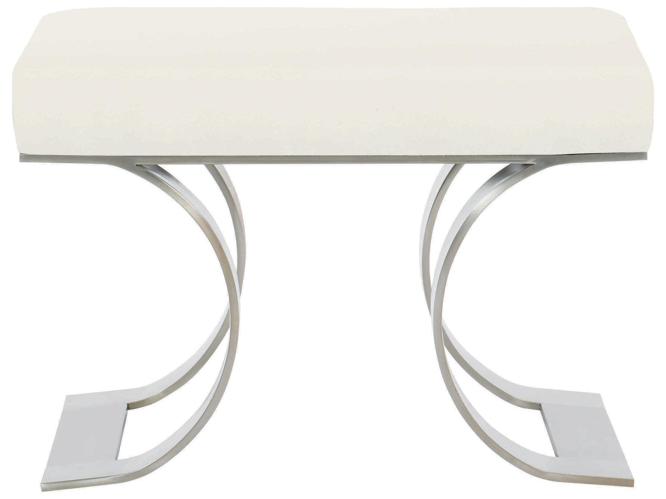 Bernhardt Axiom Brushed Silver White Upholstered Accent Bench