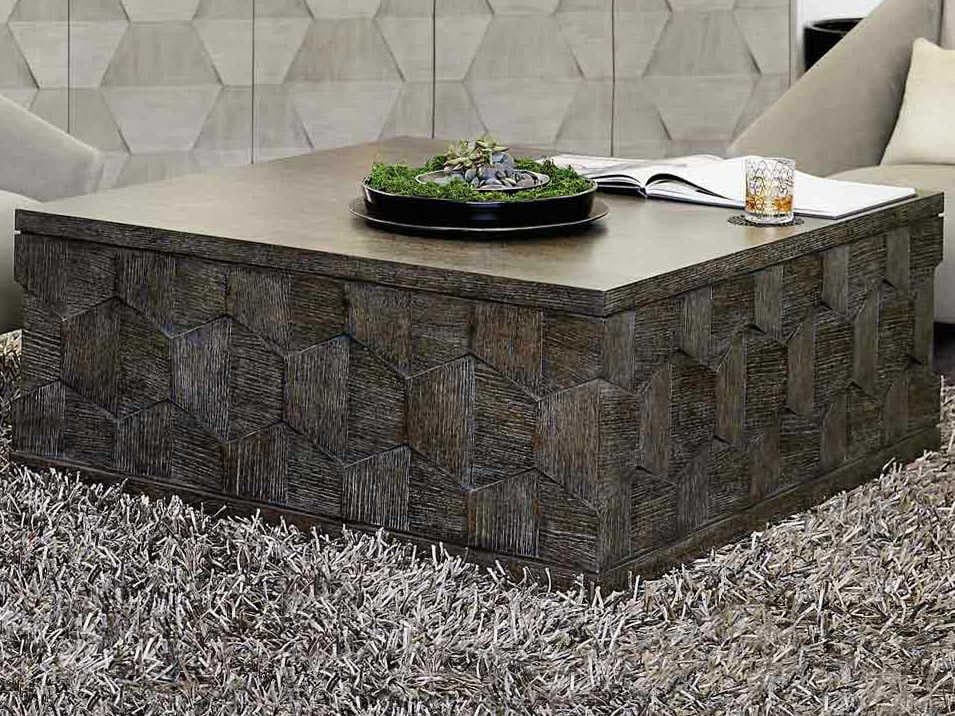 Bernhardt Linea Square Wood Cerused Charcoal Cocktail Table