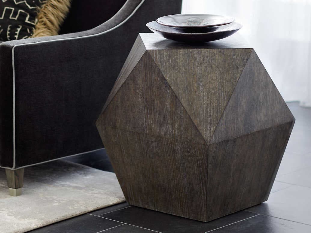 Bernhardt Linea Square Wood Cerused Charcoal End Table