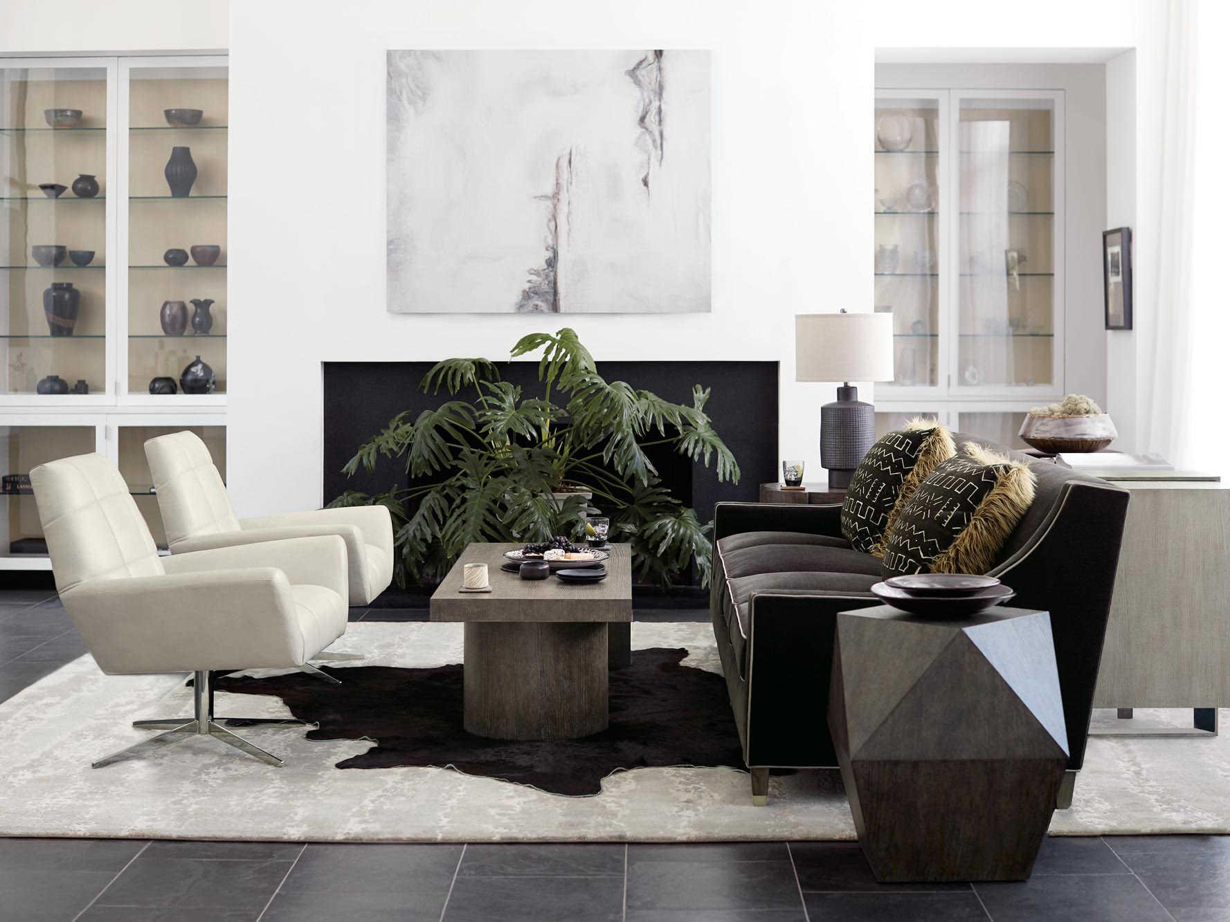 Bernhardt Linea Square Wood Cerused Charcoal End Table