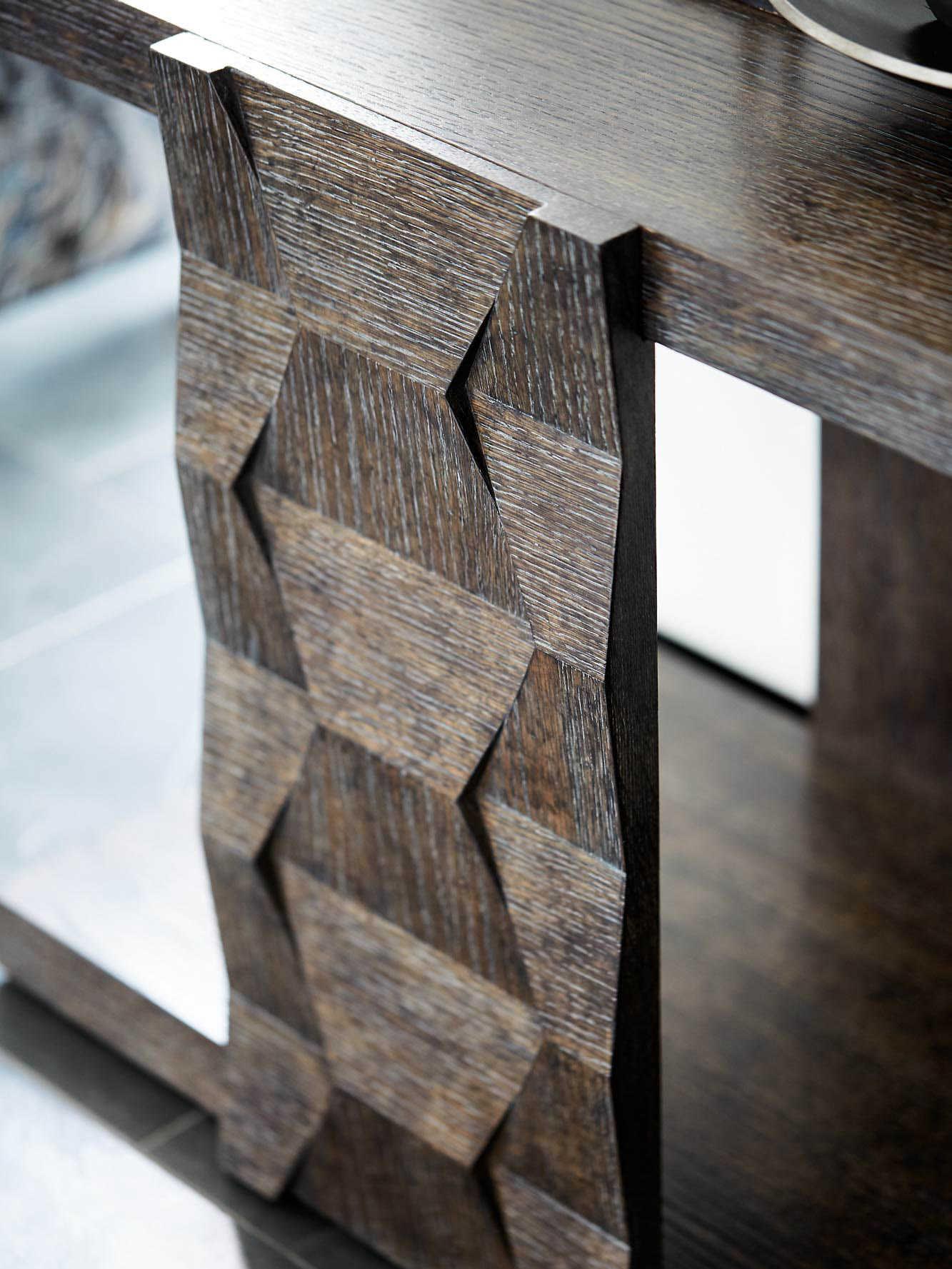 Bernhardt Linea Rectangular Wood Cerused Charcoal End Table