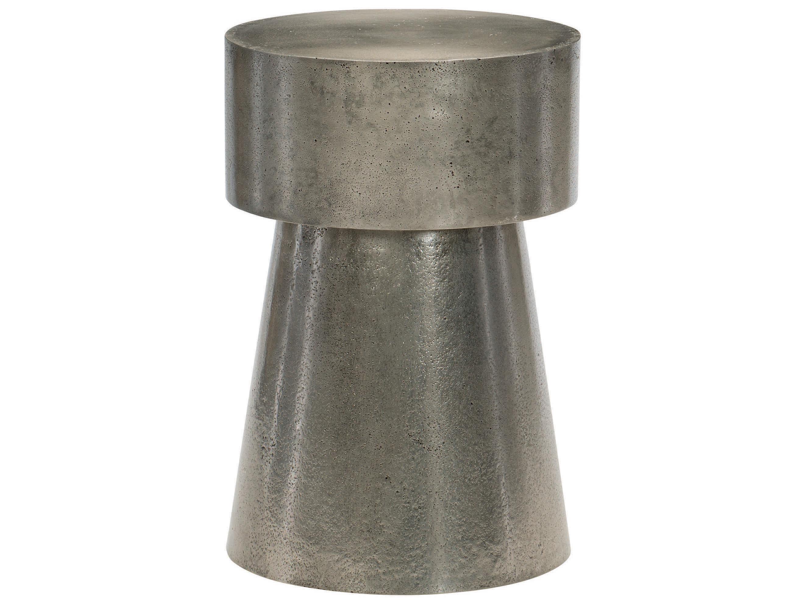 Bernhardt Linea Round Textured Graphite Metal Chairside Table