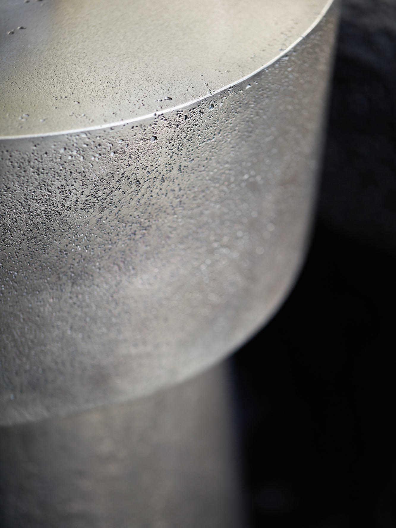 Bernhardt Linea Round Textured Graphite Metal Chairside Table