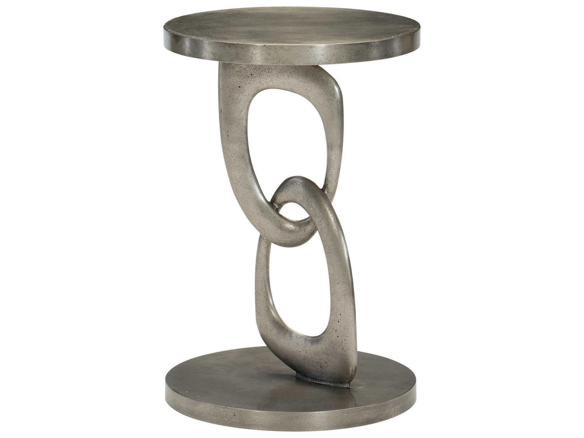 Bernhardt Linea Round Textured Graphite Metal Chairside Table