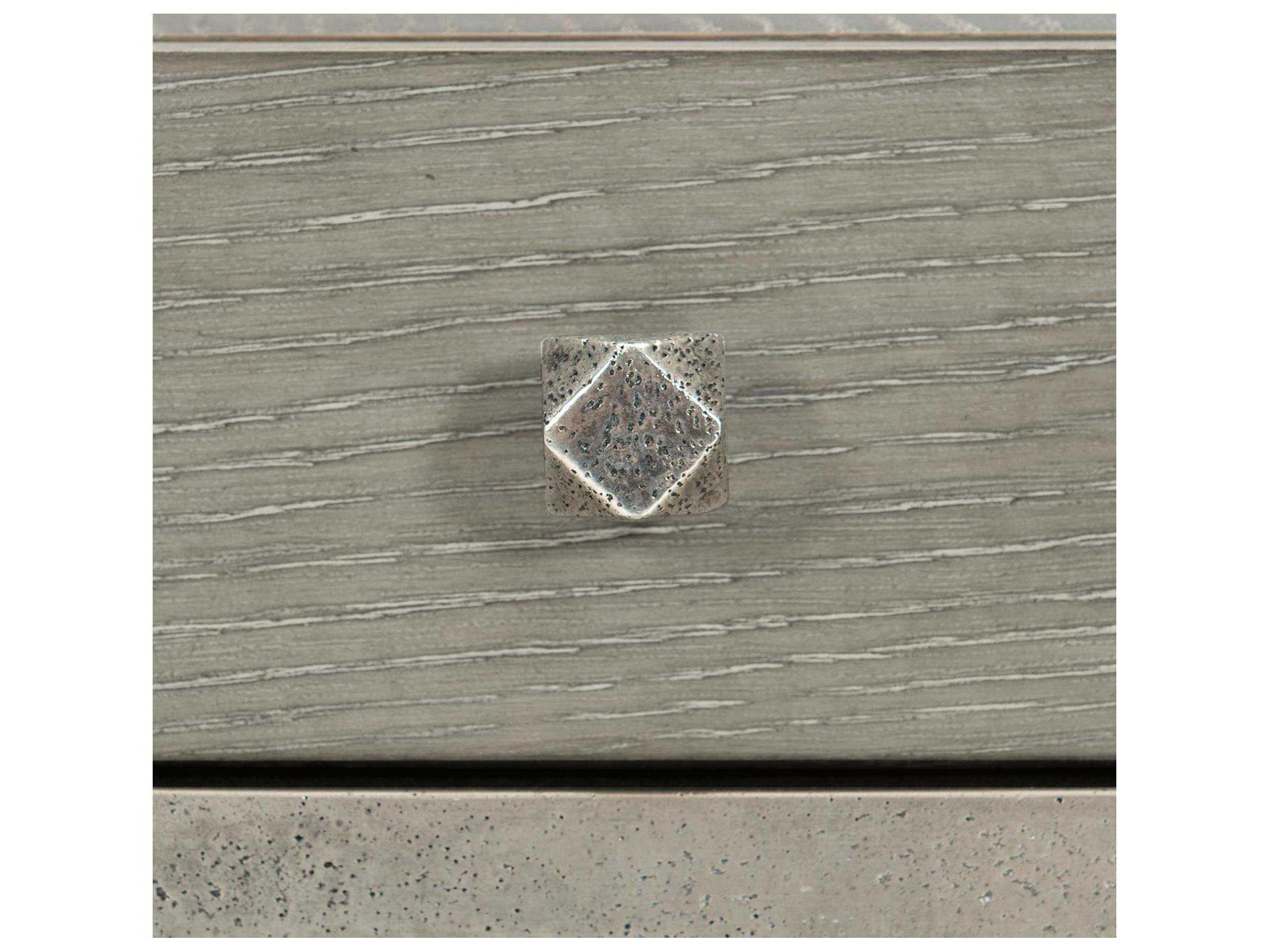 Bernhardt Linea Rectangular Wood Cerused Greige Textured Graphite Metal End Table