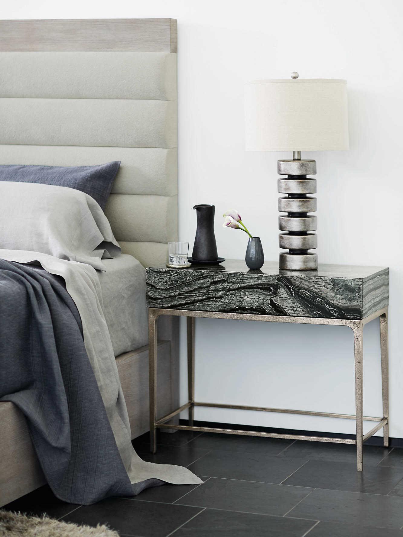 Bernhardt Linea 1-Drawer Gray Nightstand