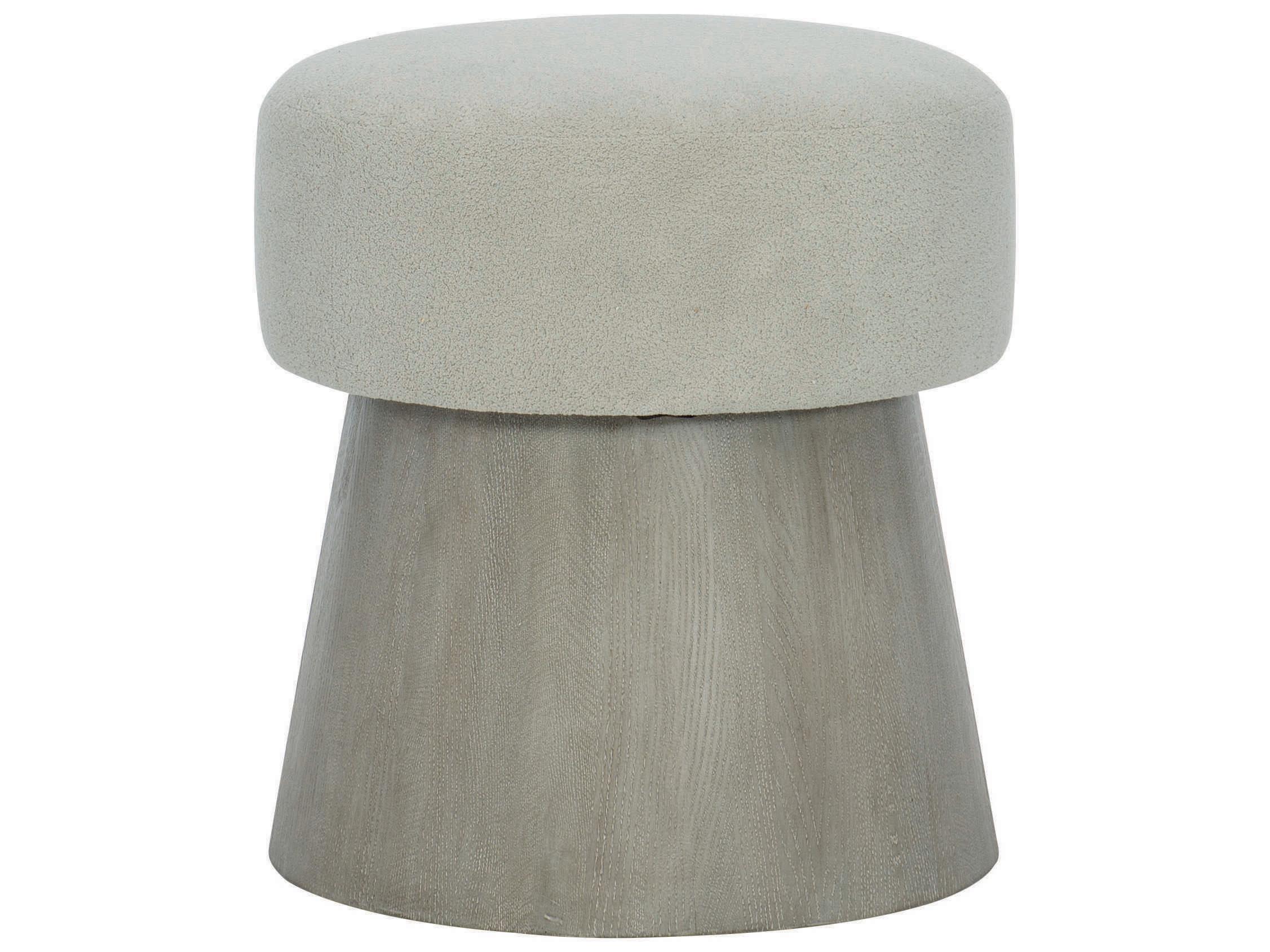 Bernhardt Linea Cerused Greige Gray Upholstered Accent Stool