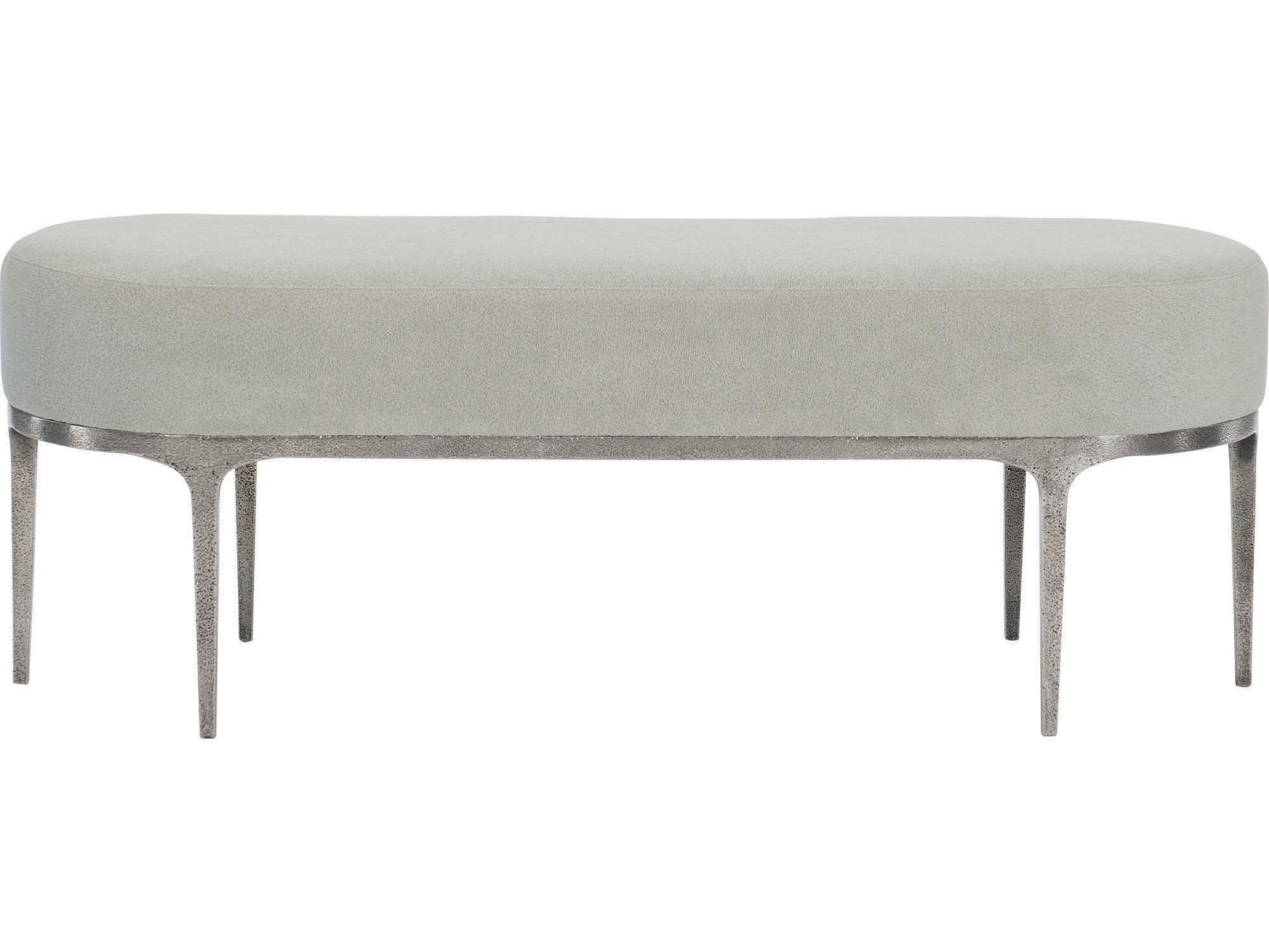 Bernhardt Linea Textured Graphite Metal Gray Upholstered Accent Bench