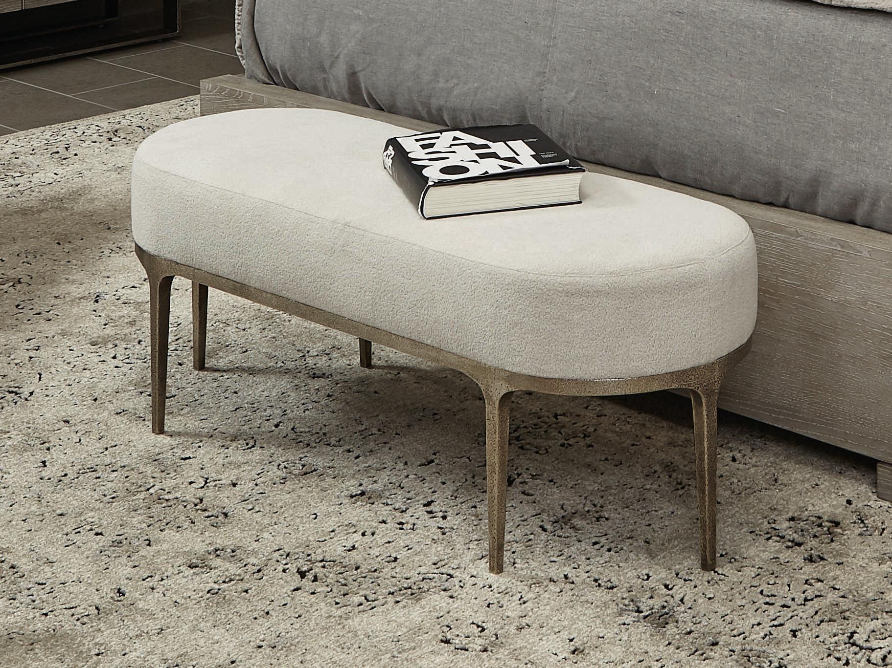 Bernhardt Linea Textured Graphite Metal Gray Upholstered Accent Bench