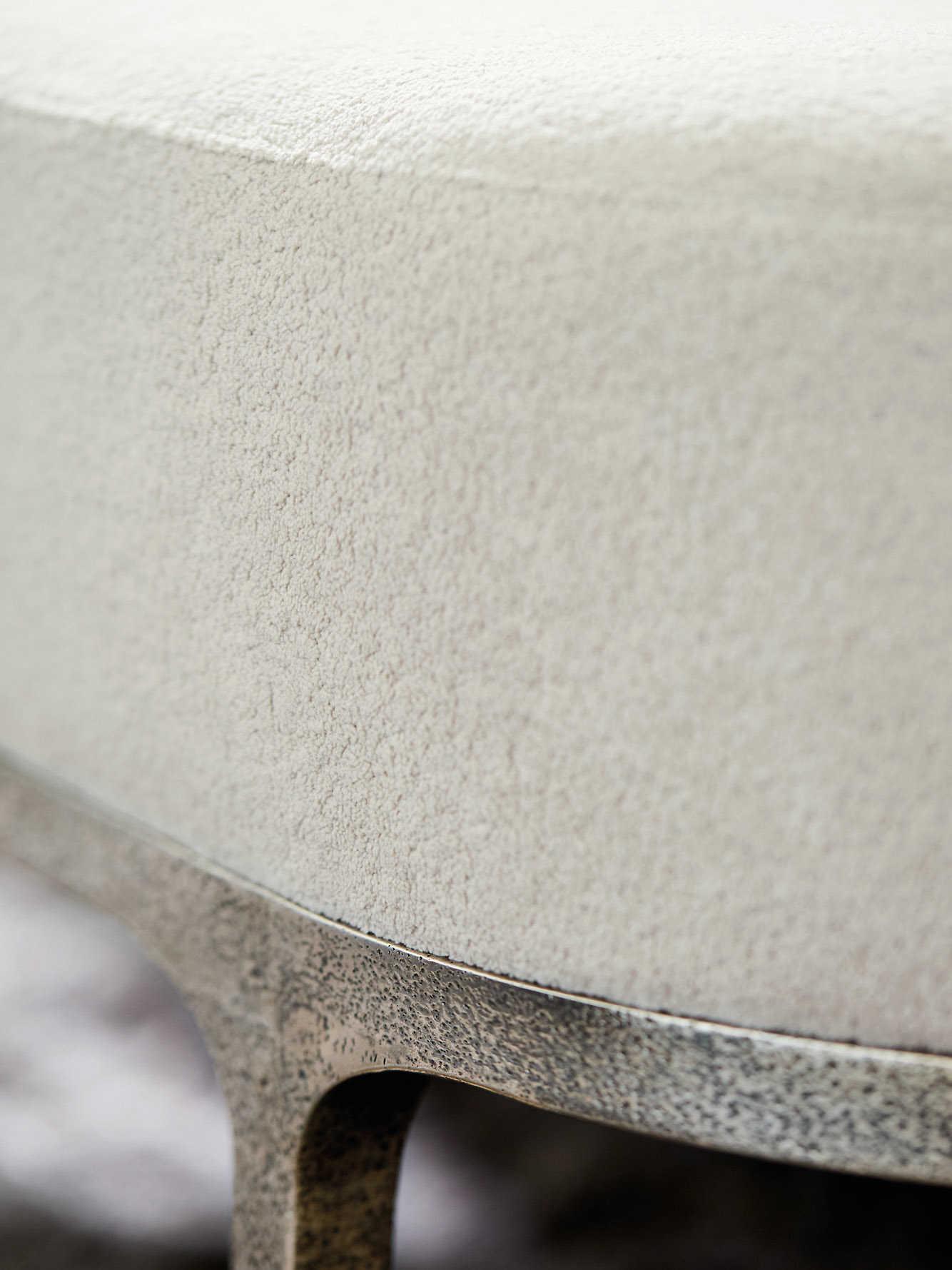 Bernhardt Linea Textured Graphite Metal Gray Upholstered Accent Bench