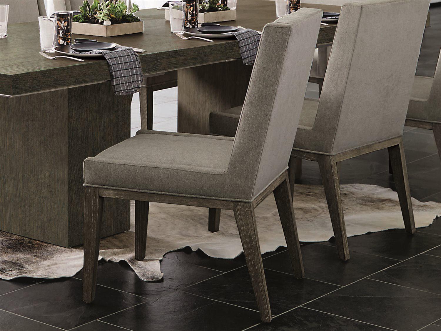Bernhardt Linea Ash Wood Gray Upholstered Side Dining Chair