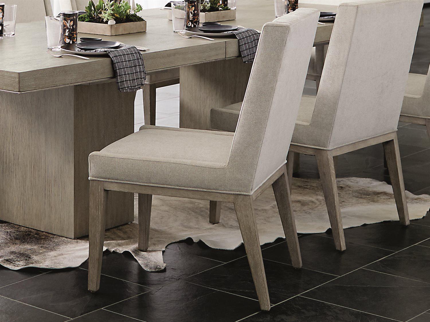 Bernhardt Linea Ash Wood Beige Upholstered Side Dining Chair