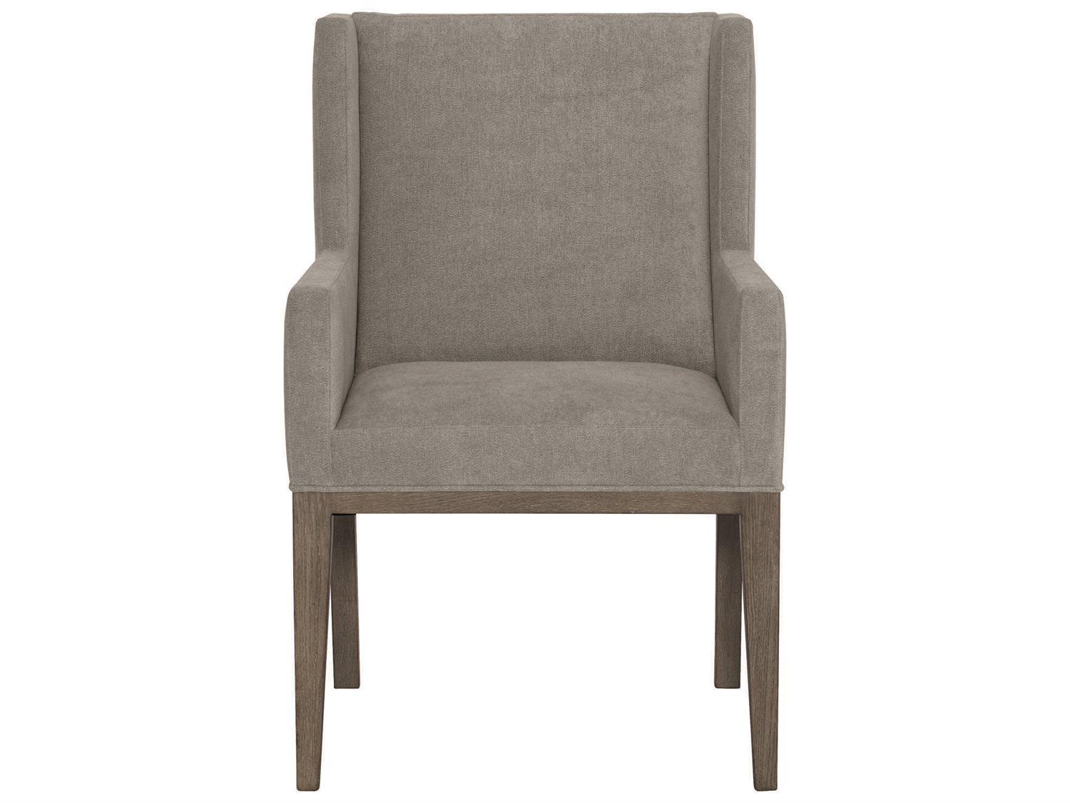 Bernhardt Linea Ash Wood Gray Upholstered Arm Dining Chair
