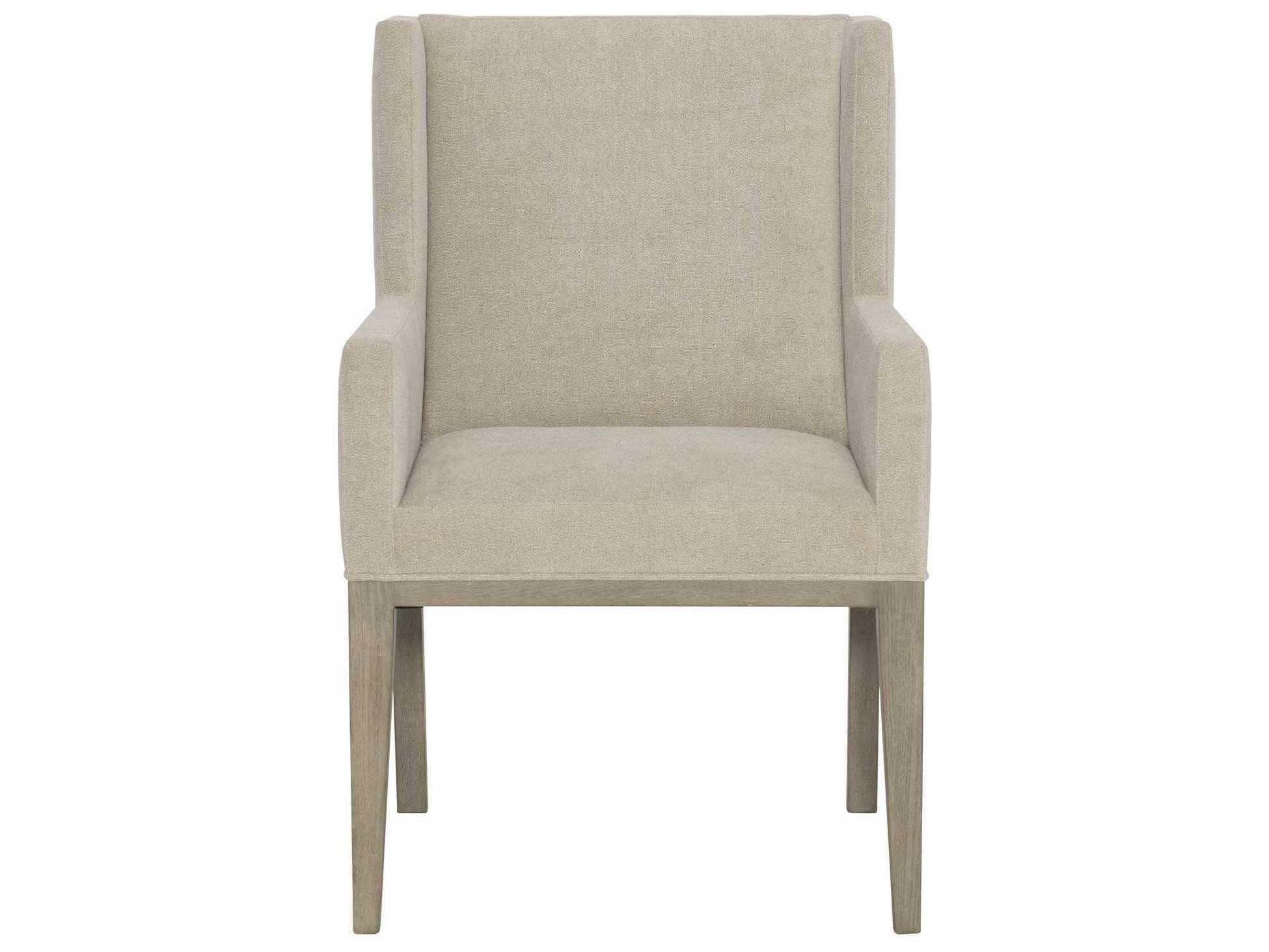 Bernhardt Linea Ash Wood Beige Upholstered Arm Dining Chair