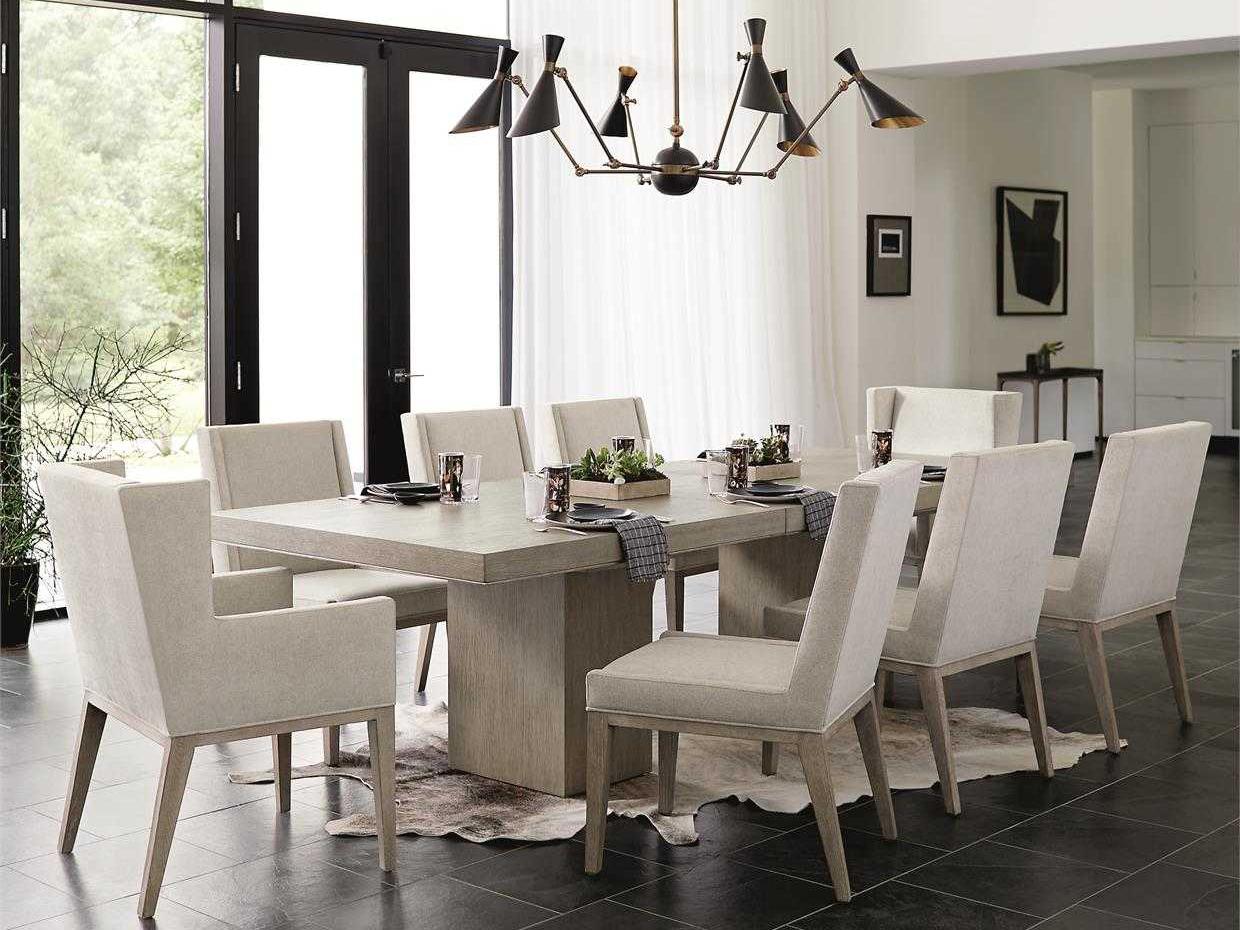 Bernhardt Linea Ash Wood Beige Upholstered Arm Dining Chair