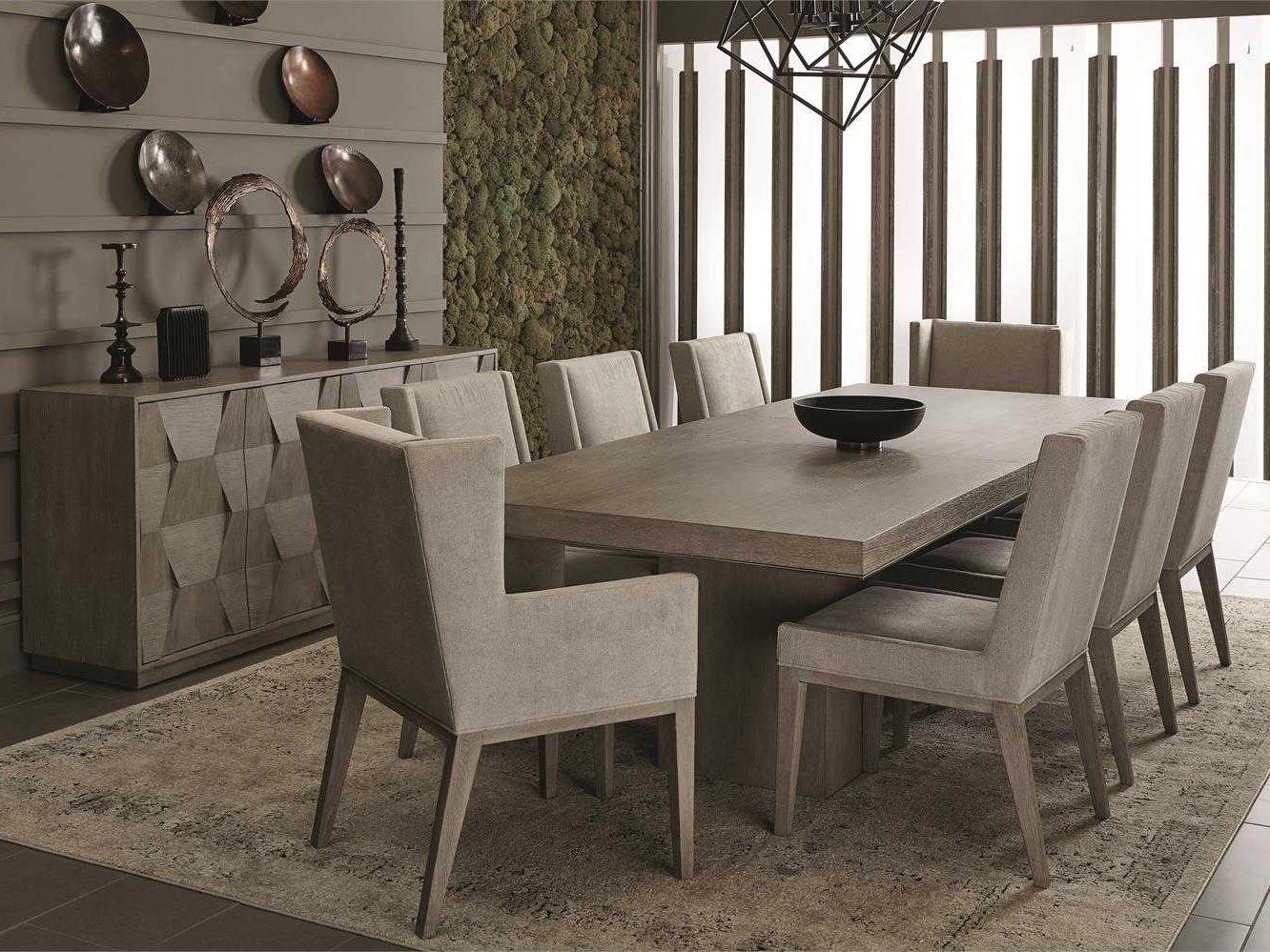 Bernhardt Linea Ash Wood Beige Upholstered Arm Dining Chair