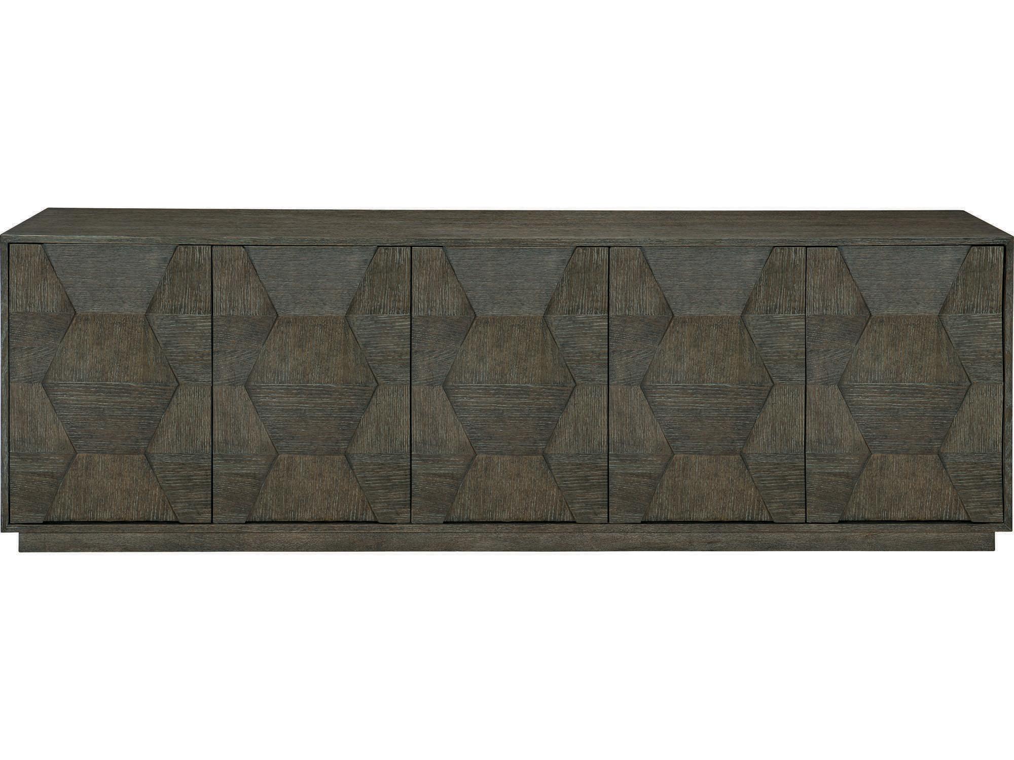 Bernhardt Linea 92" Oak Wood Cerused Charcoal Entertainment Console Table