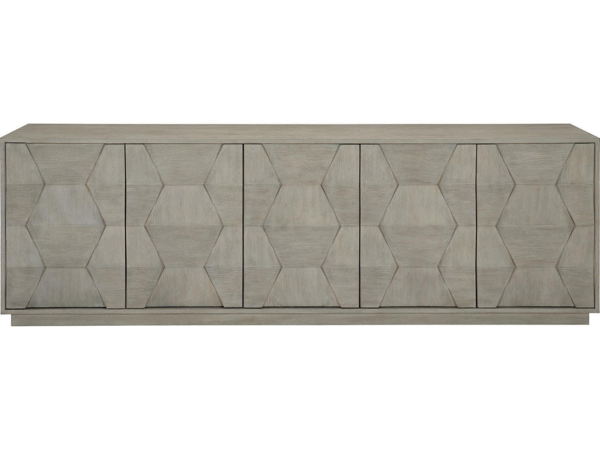 Bernhardt Linea 92" Oak Wood Cerused Greige Entertainment Console Table