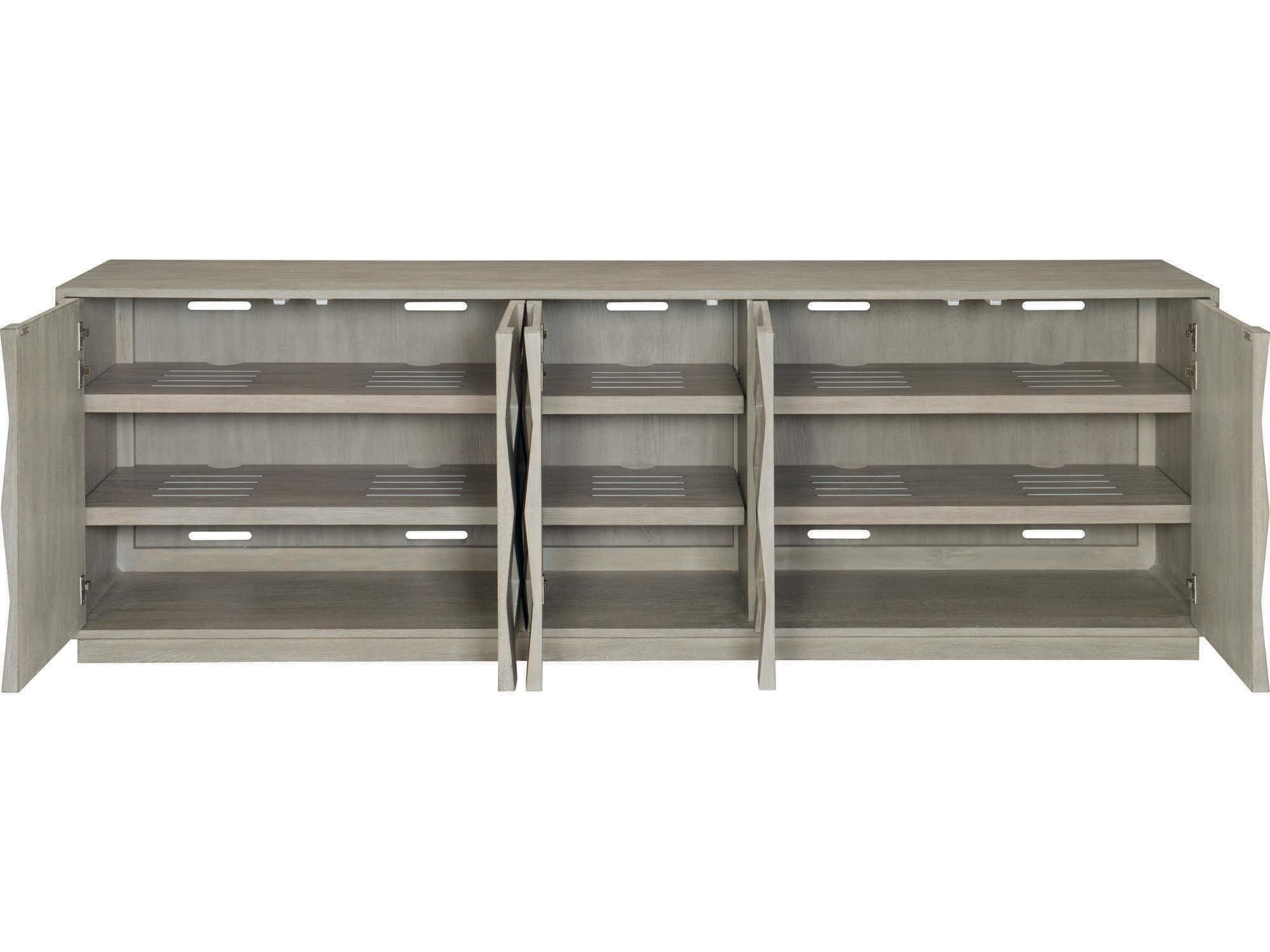 Bernhardt Linea 92" Oak Wood Cerused Greige Entertainment Console Table