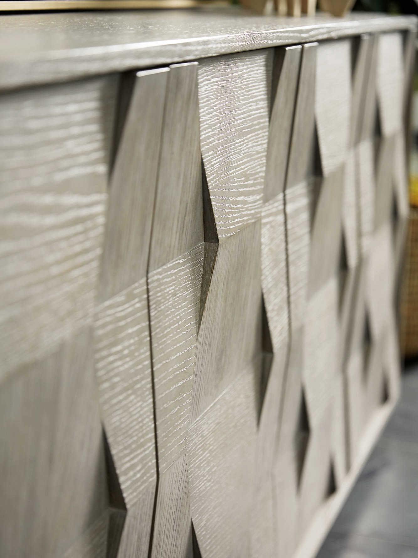 Bernhardt Linea 92" Oak Wood Cerused Greige Entertainment Console Table