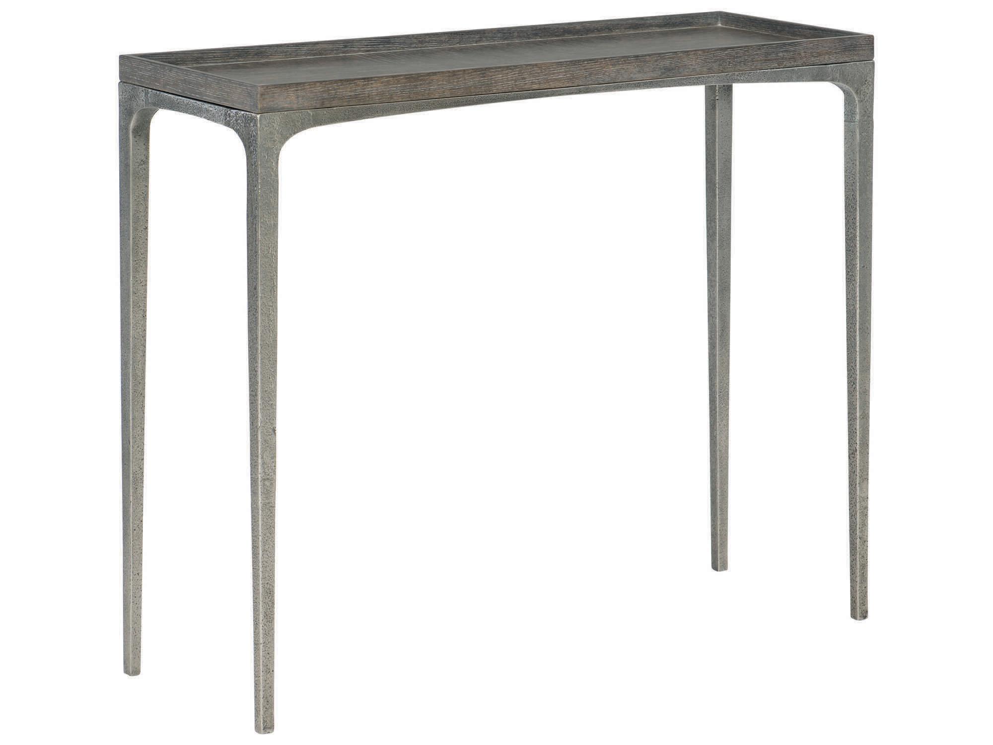 Bernhardt Linea Rectangular Cerused Charcoal Textured Graphite Metal Console Table