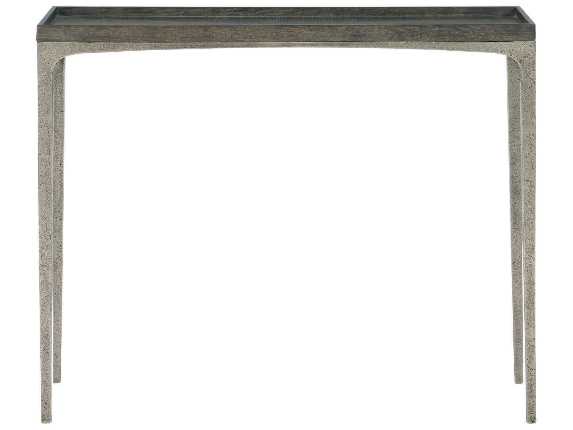 Bernhardt Linea Rectangular Cerused Charcoal Textured Graphite Metal Console Table