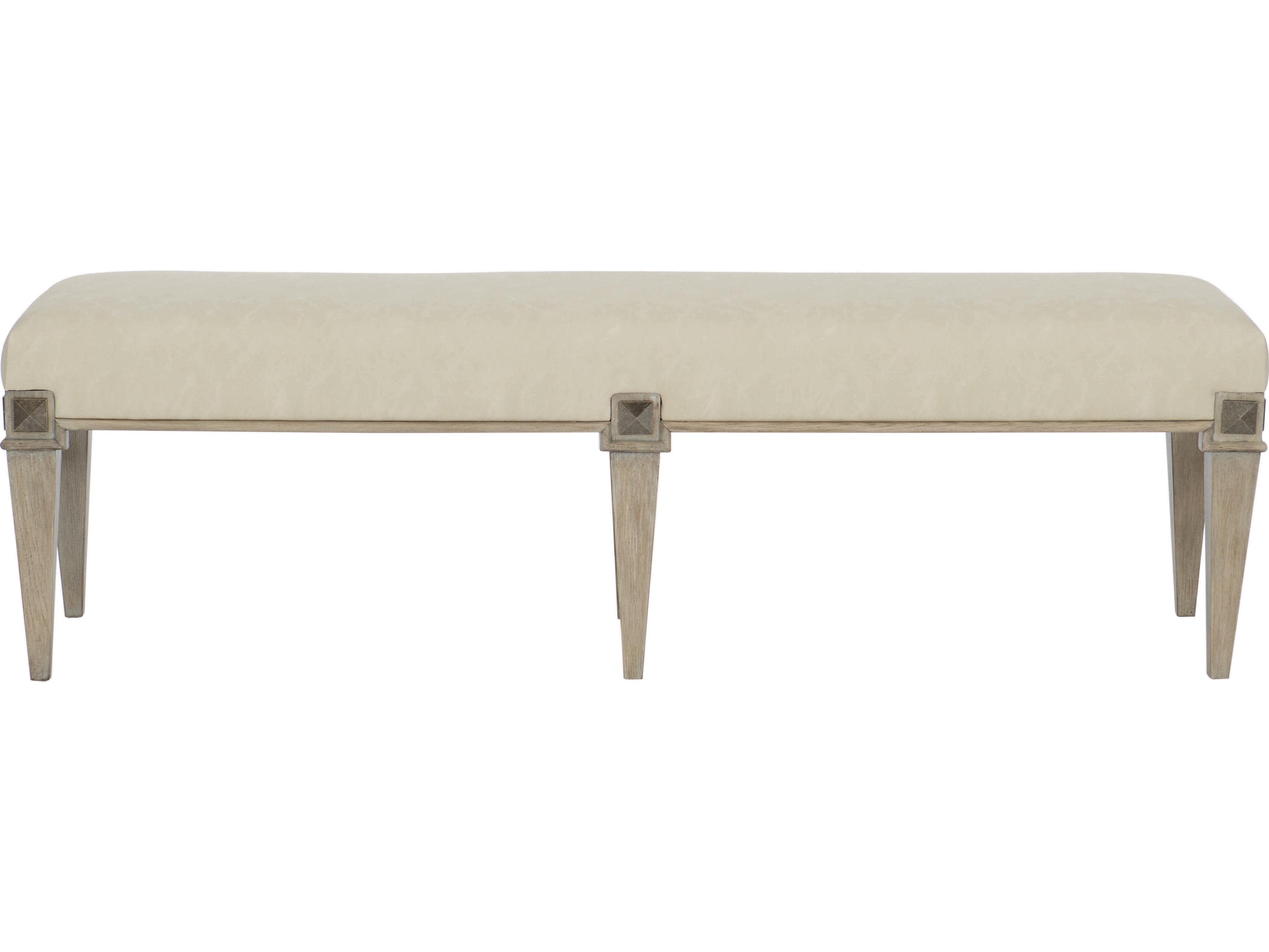 Bernhardt Santa Barbara Sandstone Vintage Nickel Metal Beige Upholstered Accent Bench
