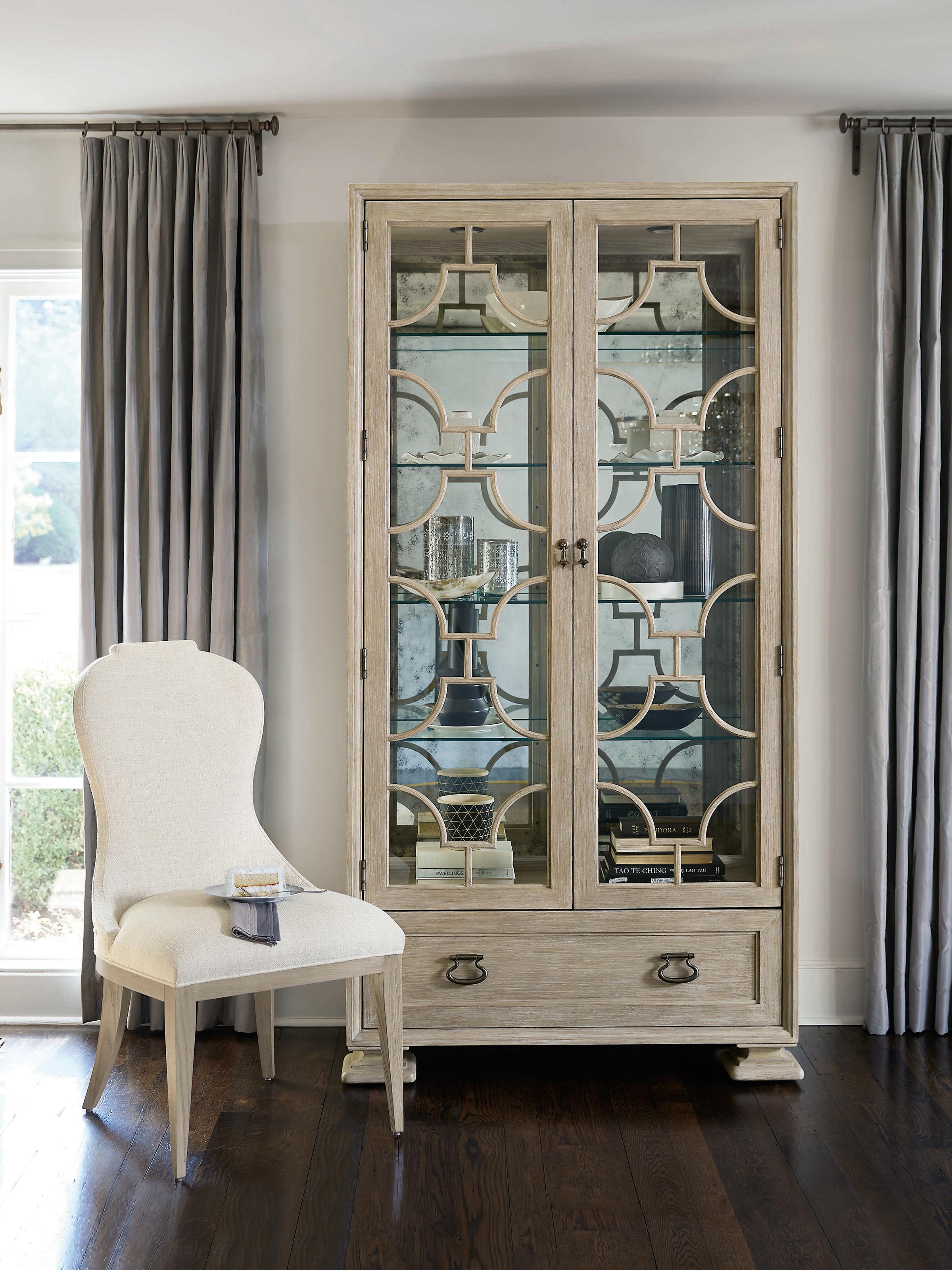 Bernhardt Santa Barbara Oak Wood Beige Upholstered Side Dining Chair