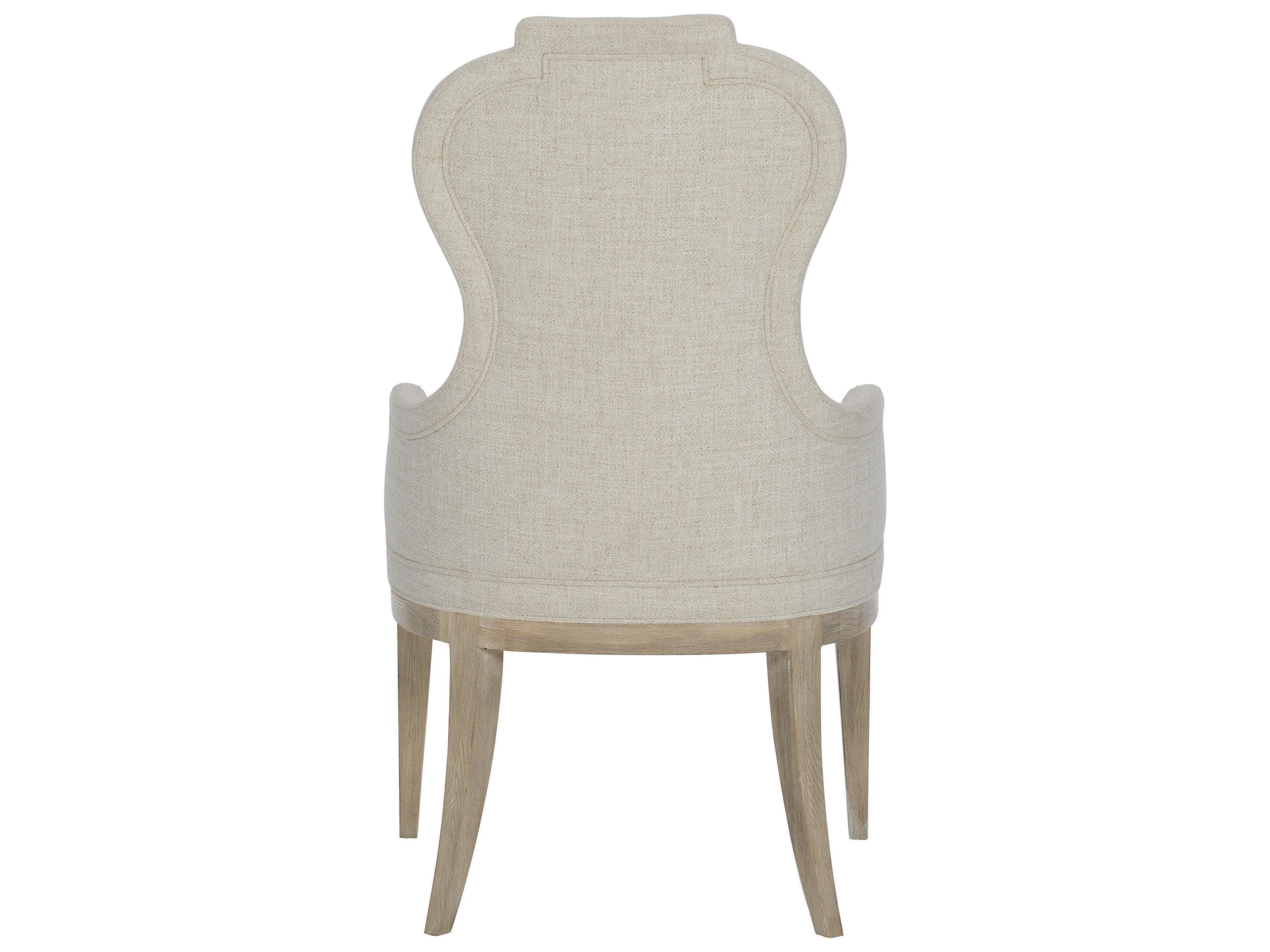 Bernhardt Santa Barbara Oak Wood Beige Upholstered Arm Dining Chair