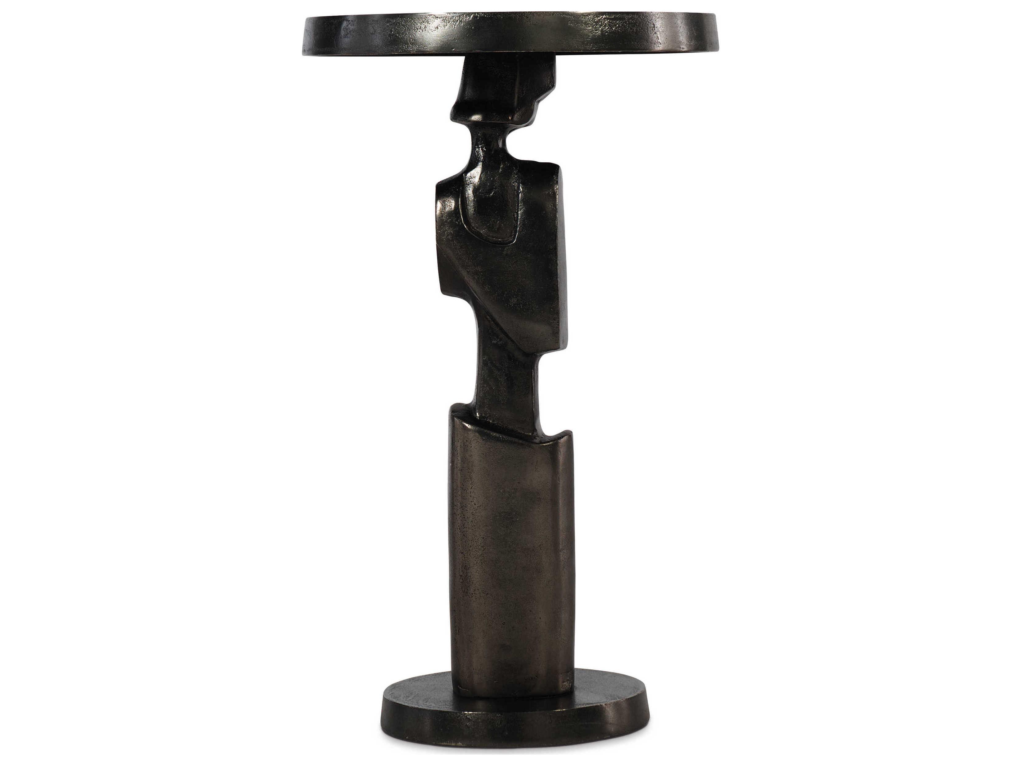 Bernhardt Interiors Vevo Round Metal Black Nickel Chairside Table