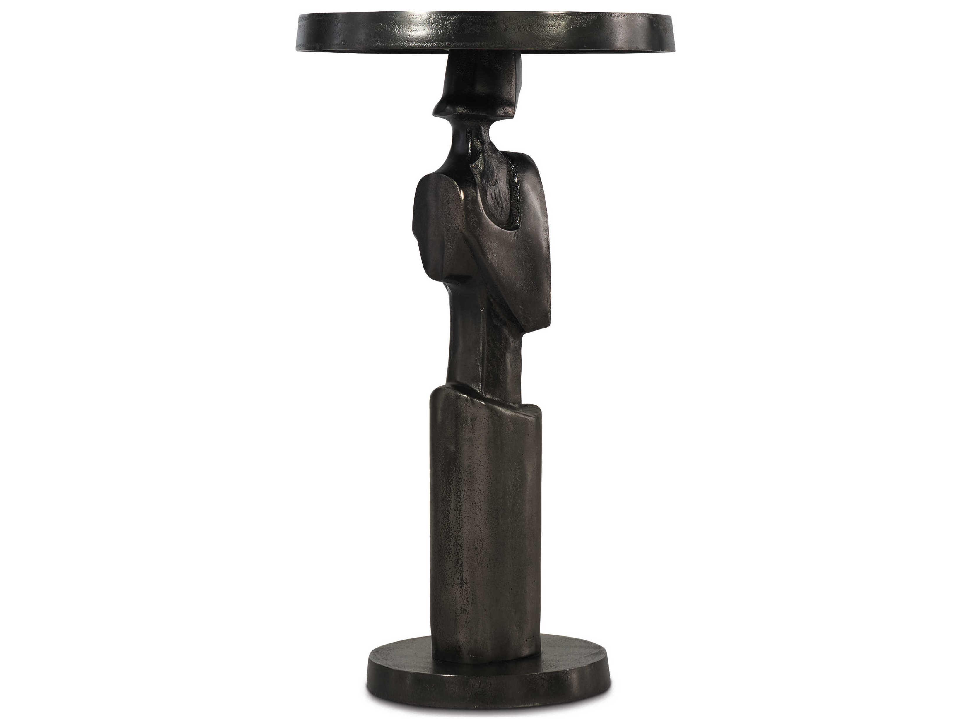 Bernhardt Interiors Vevo Round Metal Black Nickel Chairside Table