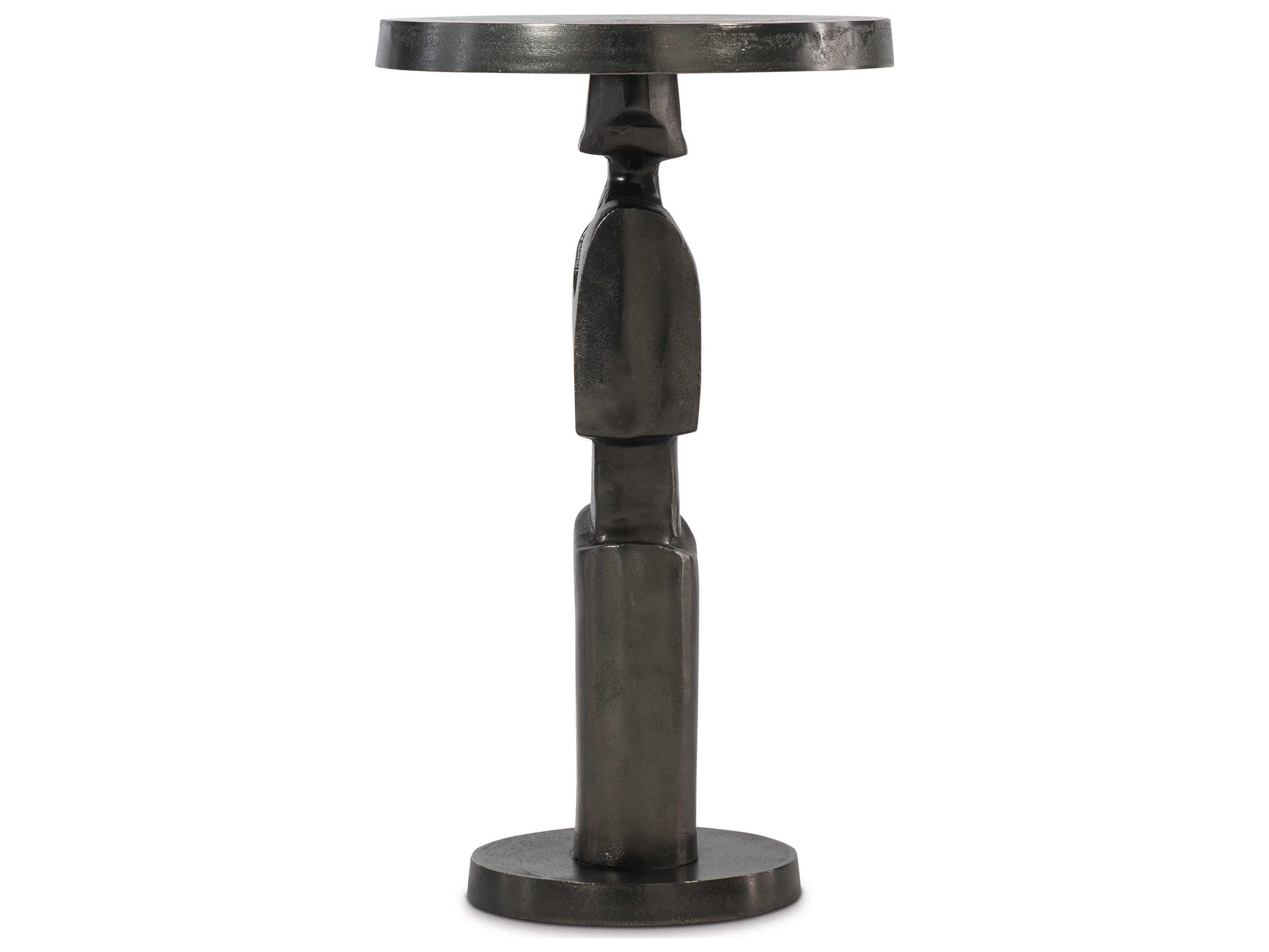 Bernhardt Interiors Vevo Round Metal Black Nickel Chairside Table