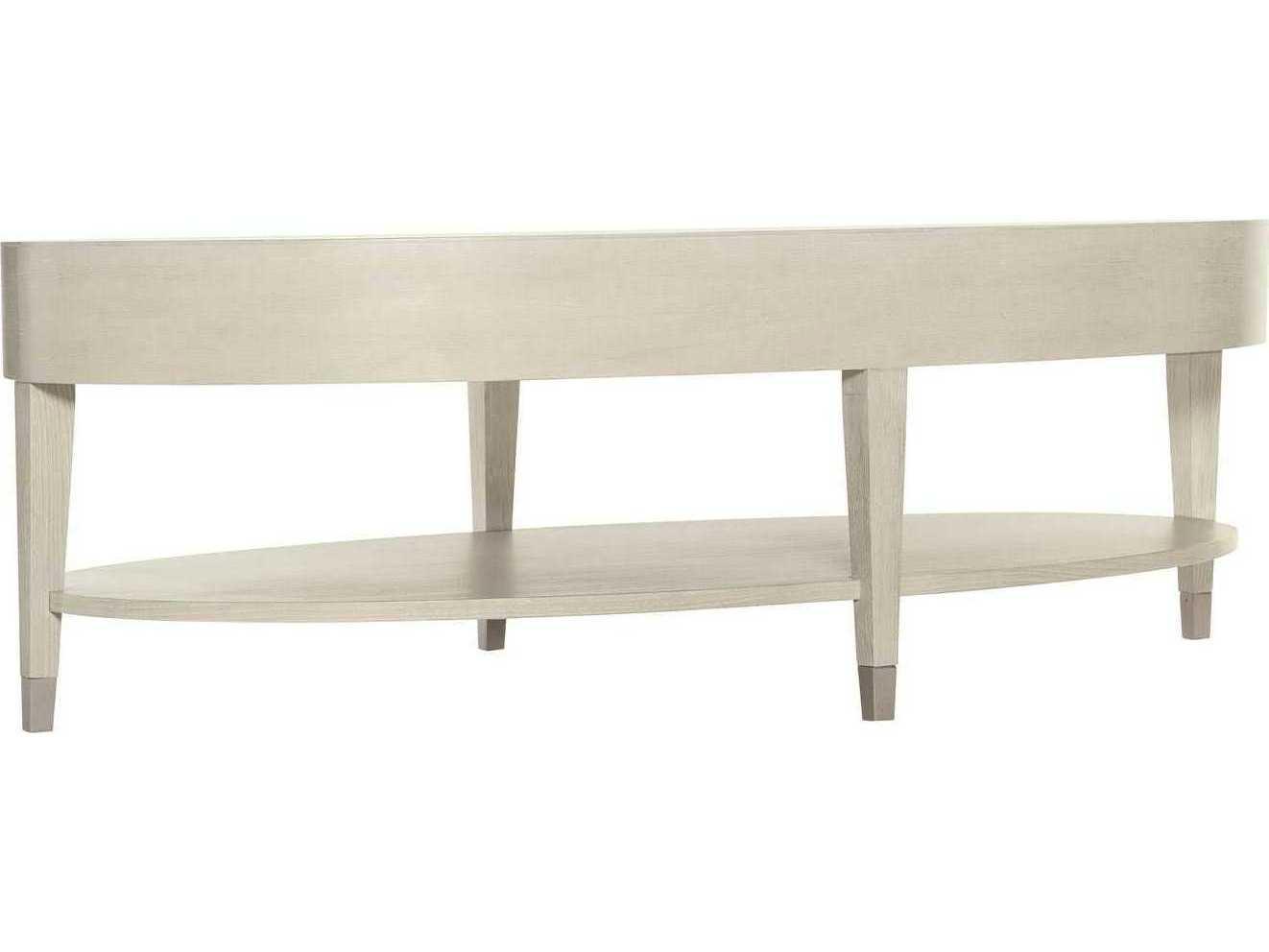 Bernhardt East Hampton Oval Wood Cerused Linen Cocktail Table