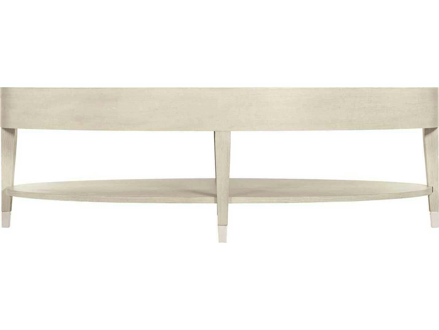 Bernhardt East Hampton Oval Wood Cerused Linen Cocktail Table
