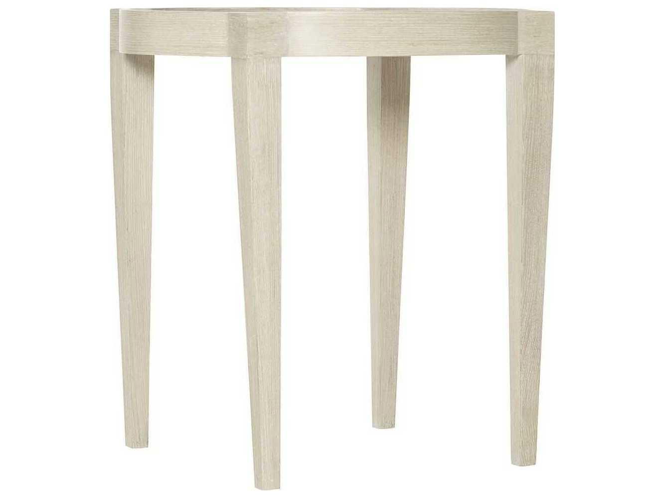 Bernhardt East Hampton Round Wood Cerused Linen End Table