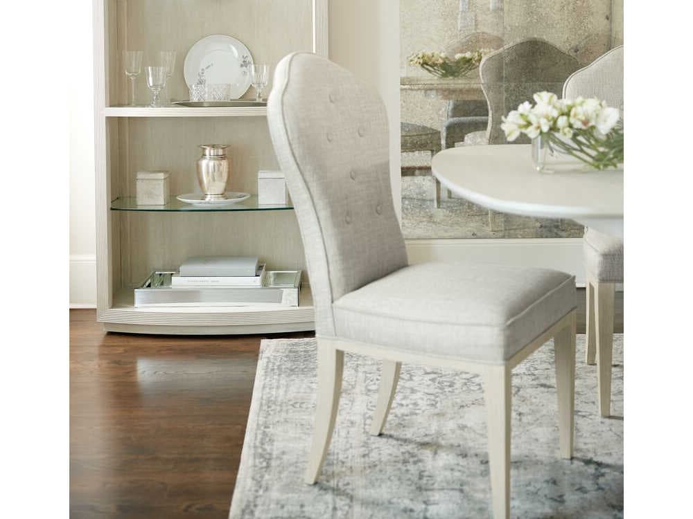 Bernhardt East Hampton Ash Wood Gray Upholstered Side Dining Chair