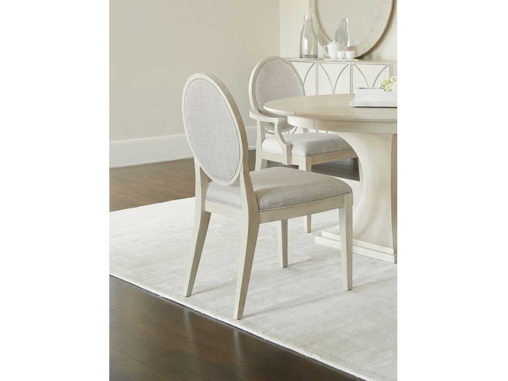 Bernhardt East Hampton Ash Wood Gray Upholstered Side Dining Chair
