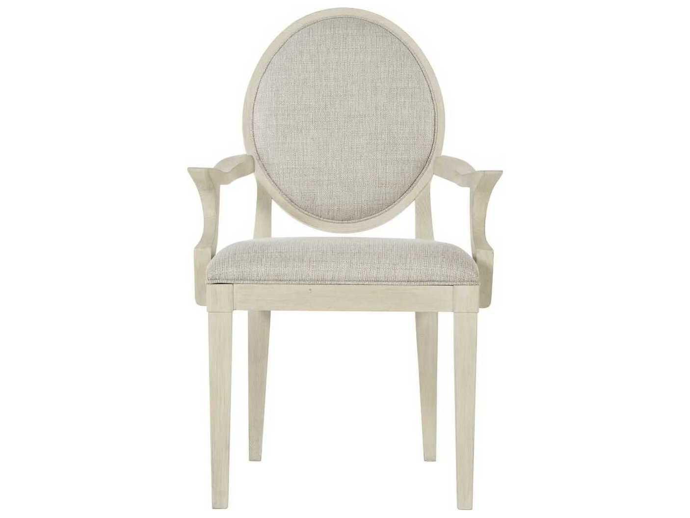 Bernhardt East Hampton Ash Wood Gray Upholstered Arm Dining Chair
