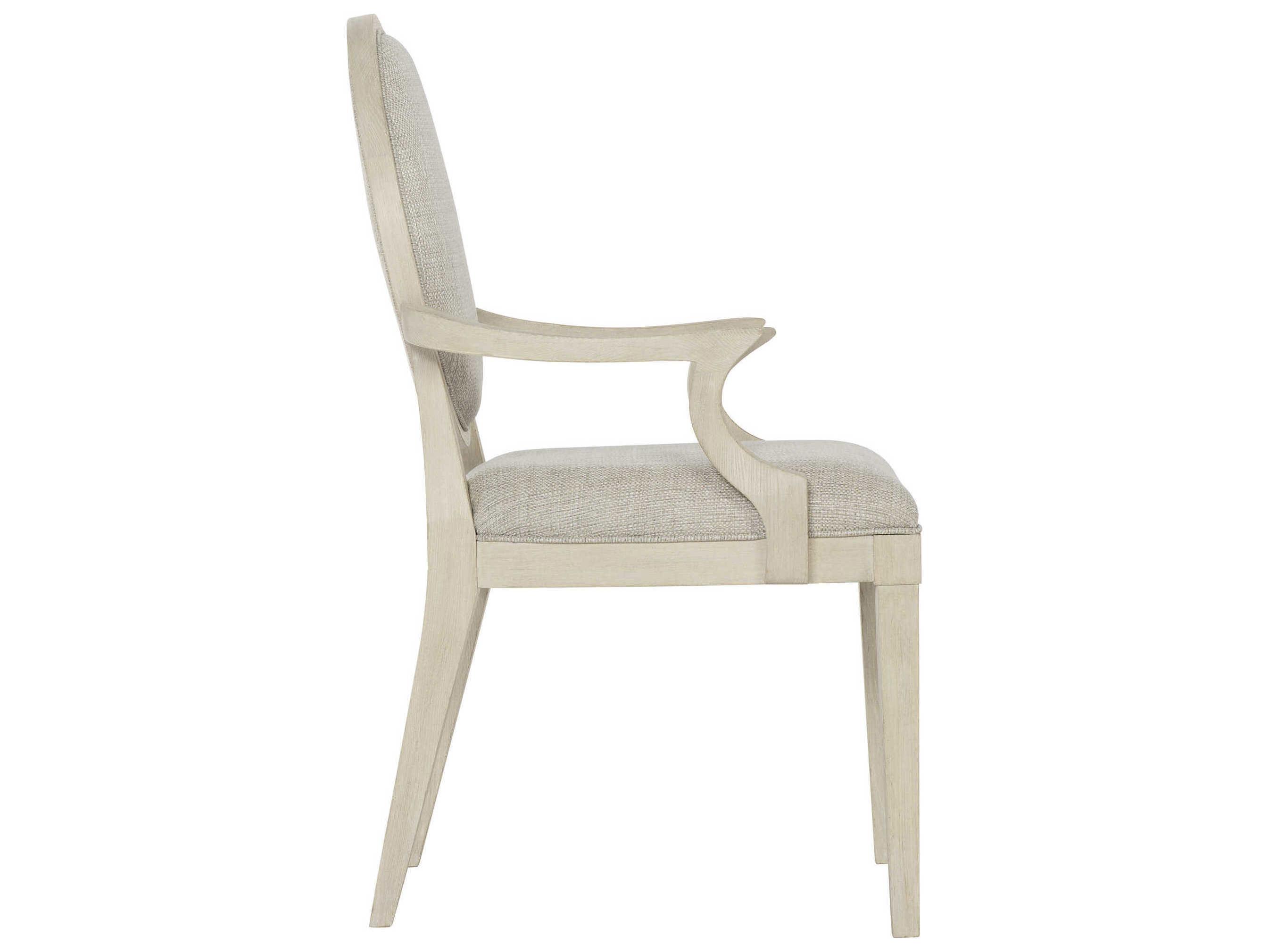 Bernhardt East Hampton Ash Wood Gray Upholstered Arm Dining Chair