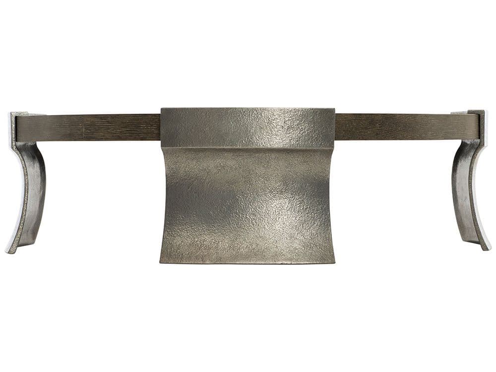 Bernhardt Gainsford Round Wood Weathered Charcoal Graphite Cocktail Table