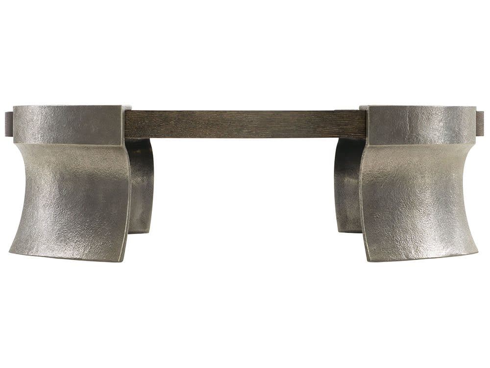 Bernhardt Gainsford Round Wood Weathered Charcoal Graphite Cocktail Table