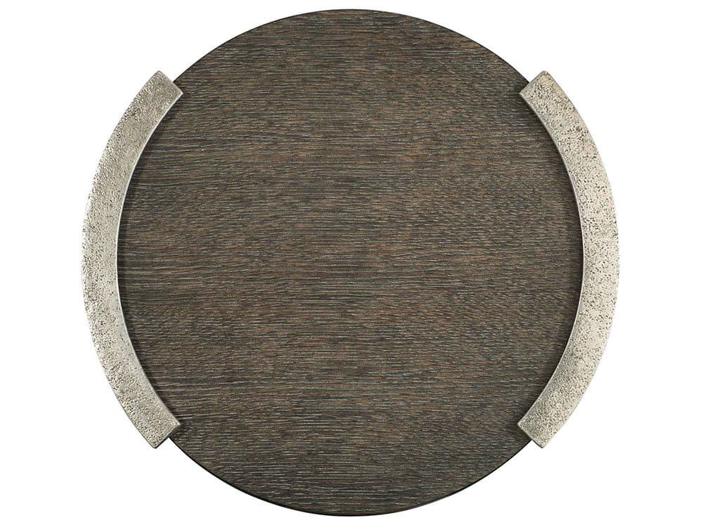 Bernhardt Gainsford Round Wood Weathered Charcoal Graphite End Table
