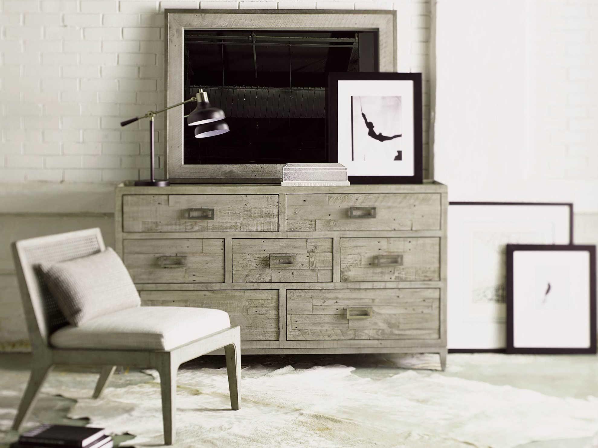 Bernhardt Highland Park Shaw 7-Drawers Gray Pine Wood Double Dresser