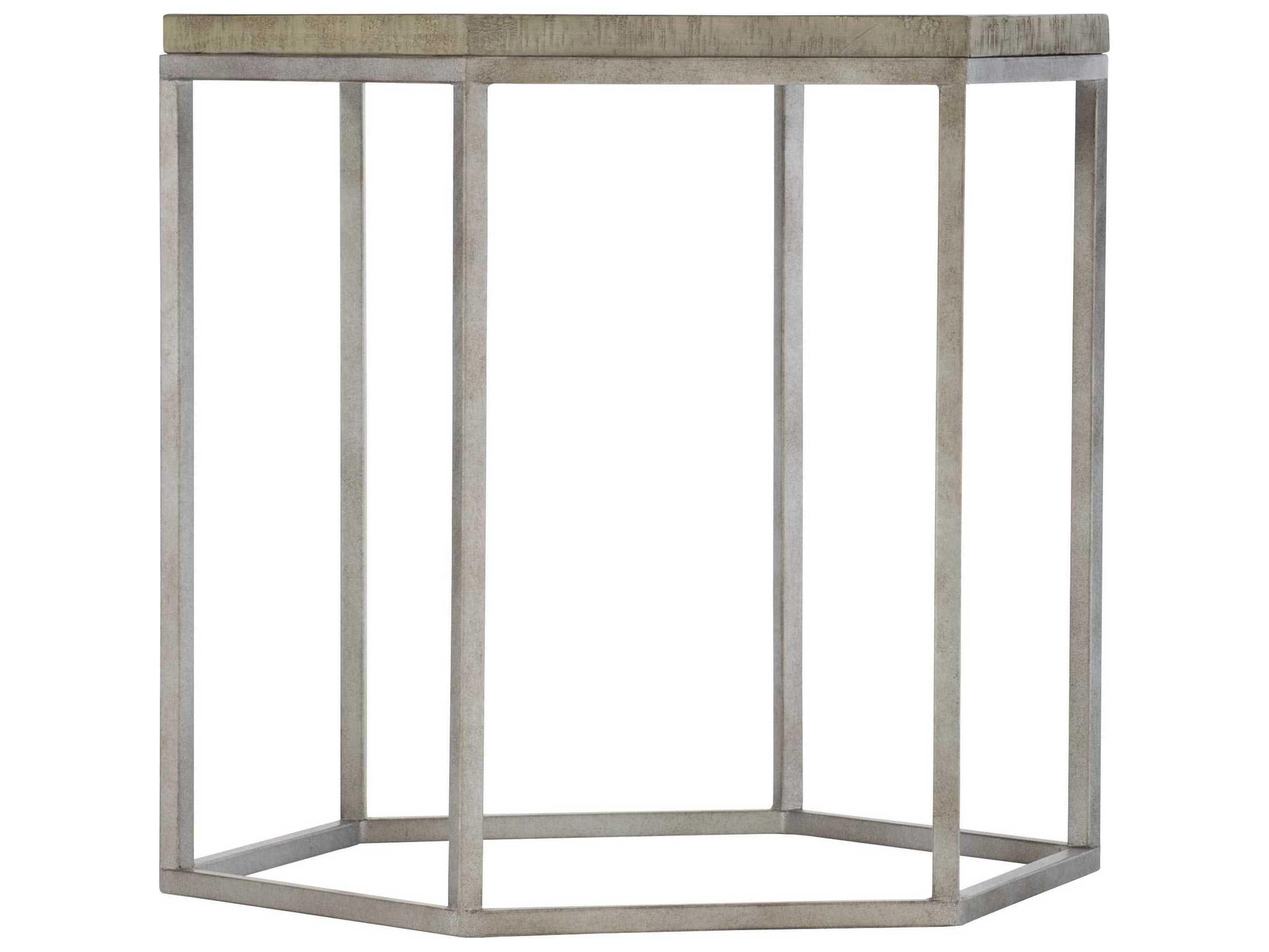 Bernhardt Highland Park Gresham Hexagon Wood Morel Glazed Silver End Table