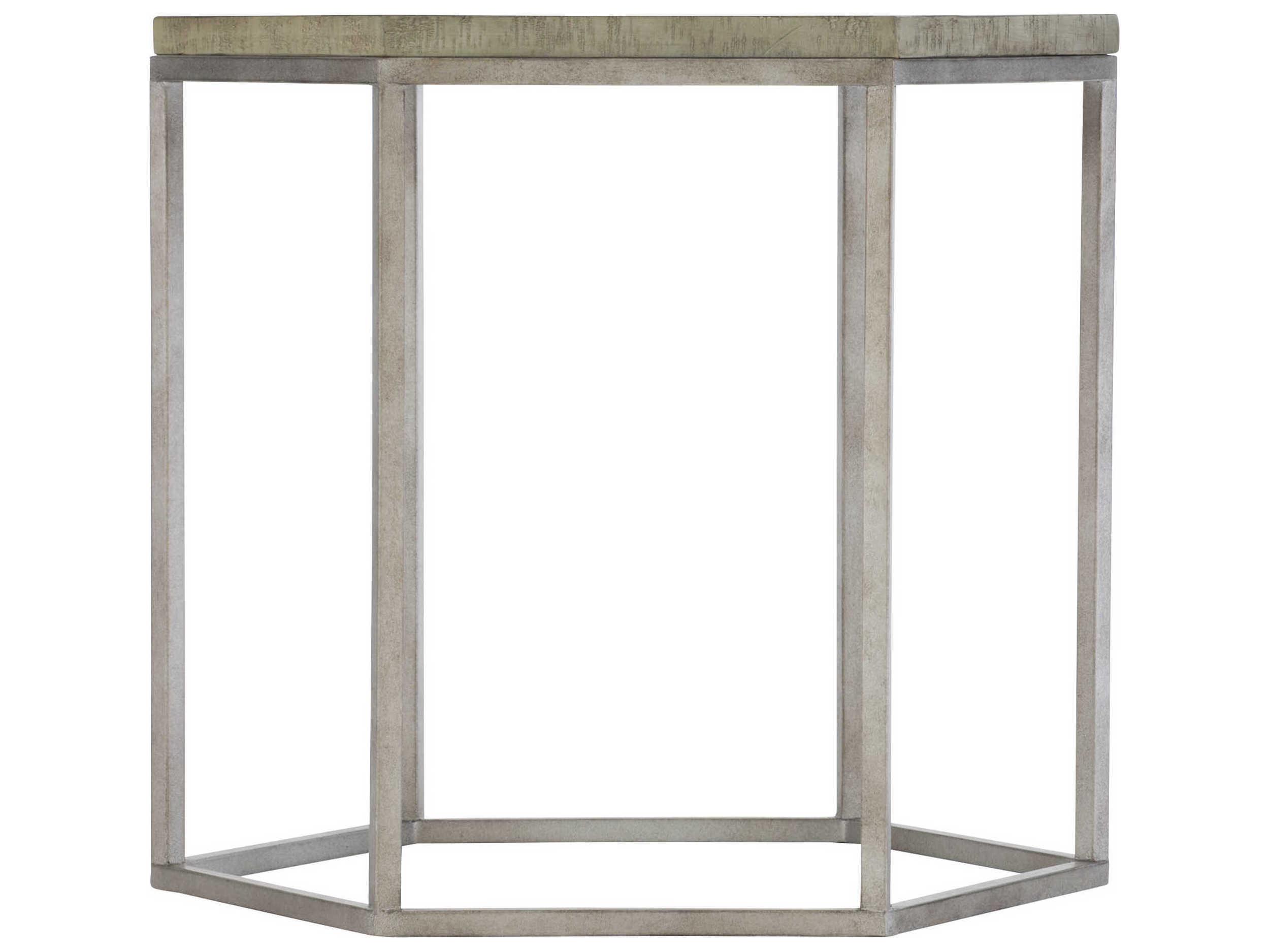 Bernhardt Highland Park Gresham Hexagon Wood Morel Glazed Silver End Table