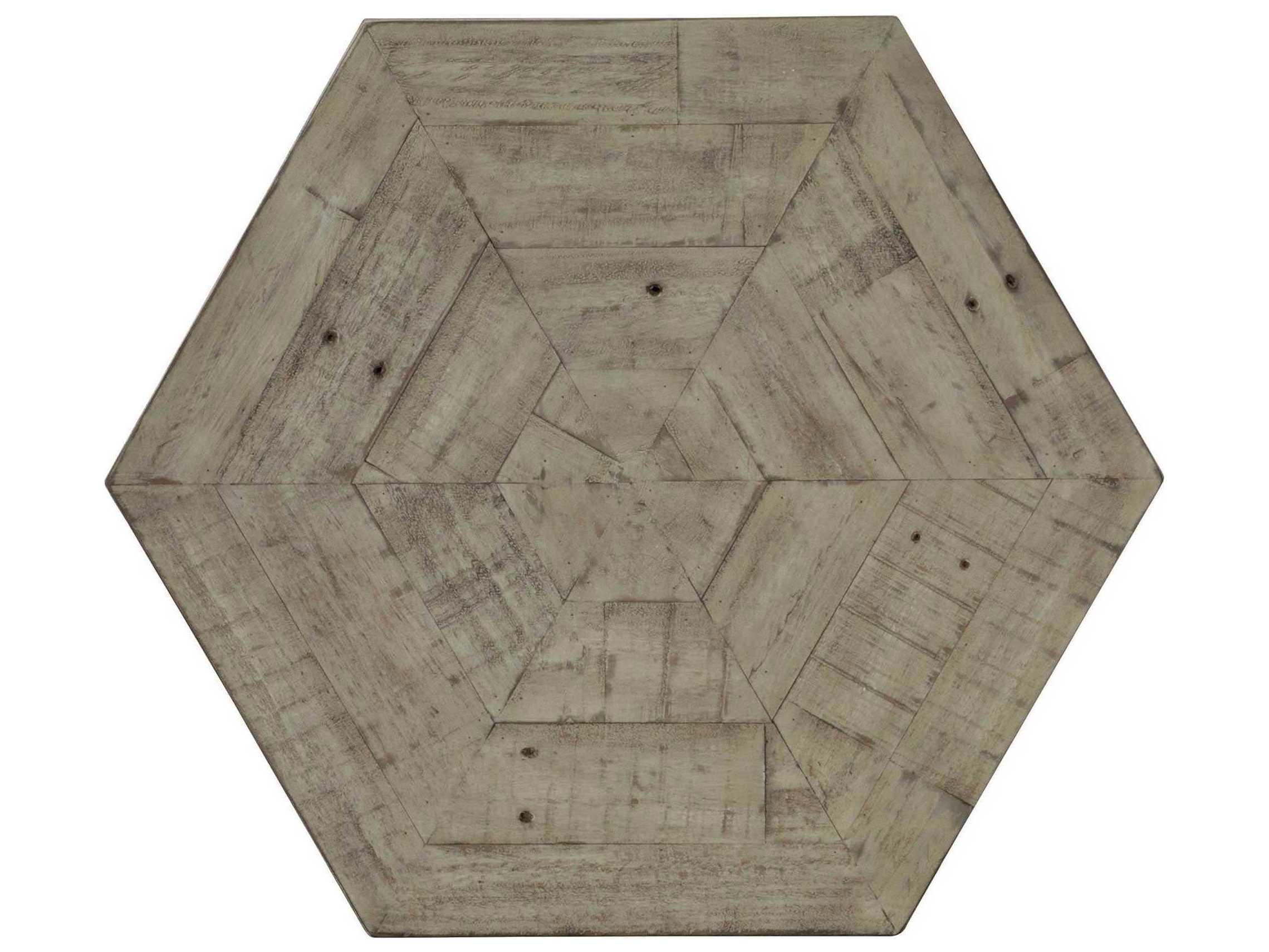 Bernhardt Highland Park Gresham Hexagon Wood Morel Glazed Silver End Table