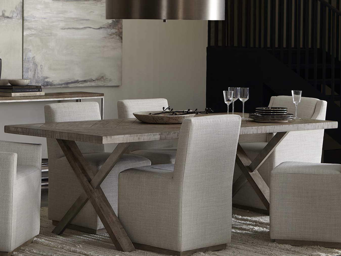 Bernhardt Highland Park Milo Rectangular Wood Morel Glazed Silver Dining Table