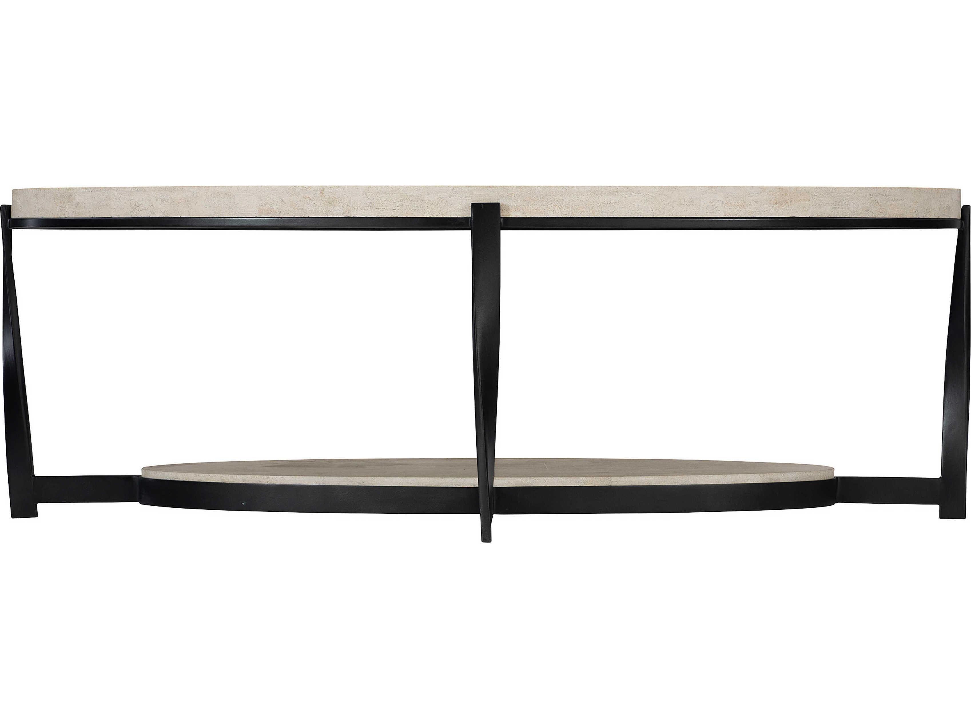 Bernhardt Berkshire Oval Stone Aged Pewter Cocktail Table