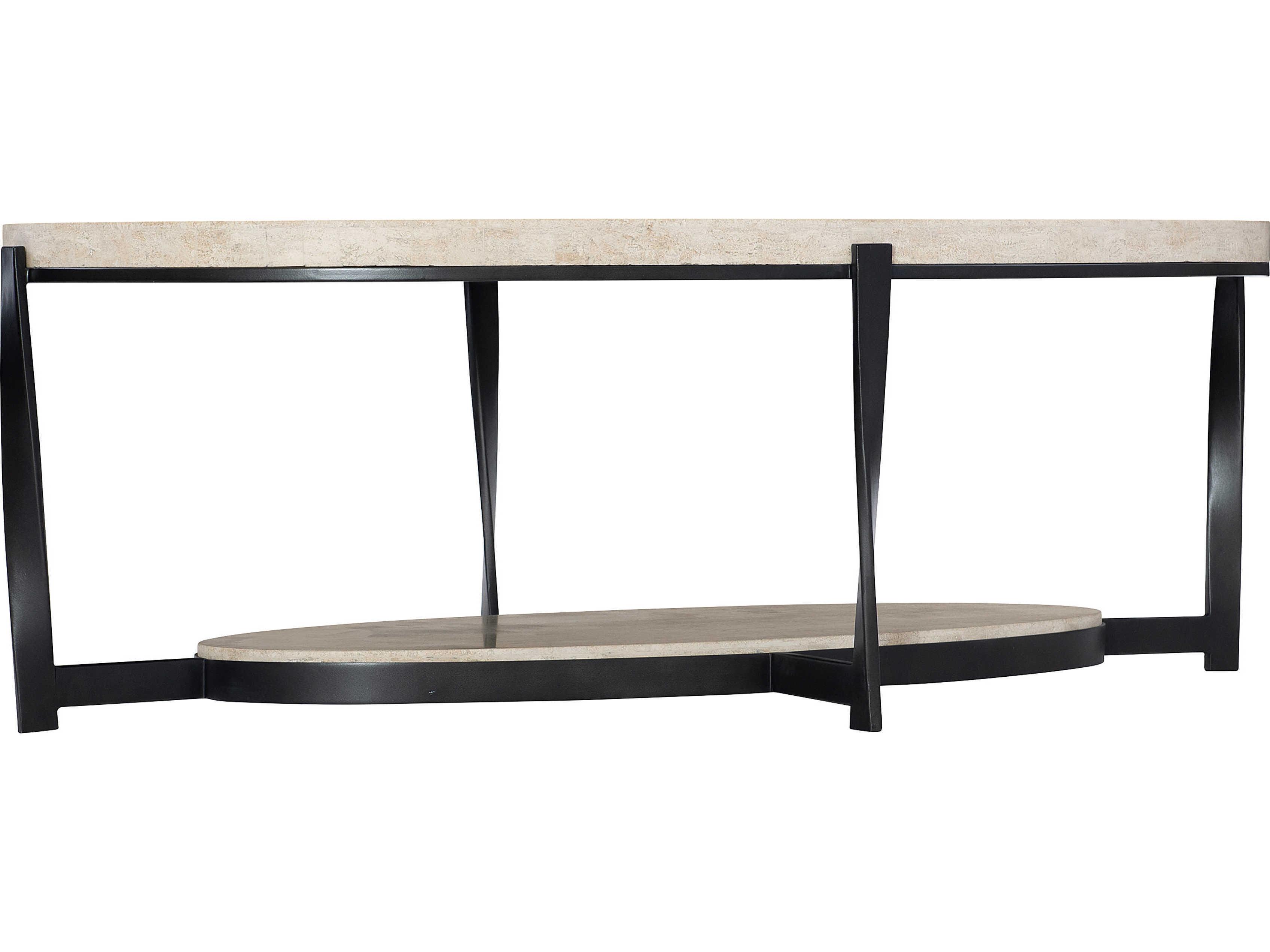 Bernhardt Berkshire Oval Stone Aged Pewter Cocktail Table