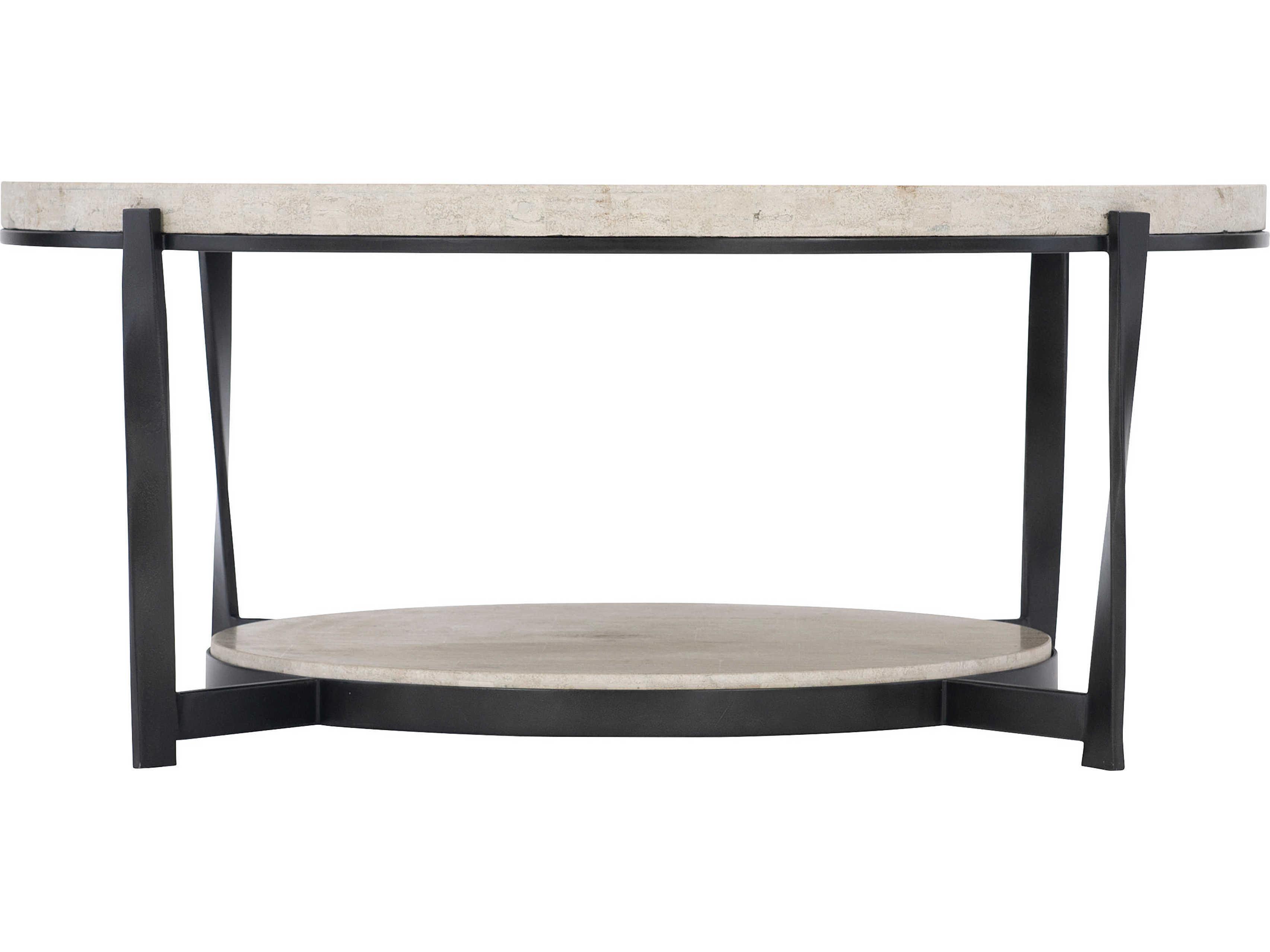 Bernhardt Berkshire Round Stone Aged Pewter Cocktail Table